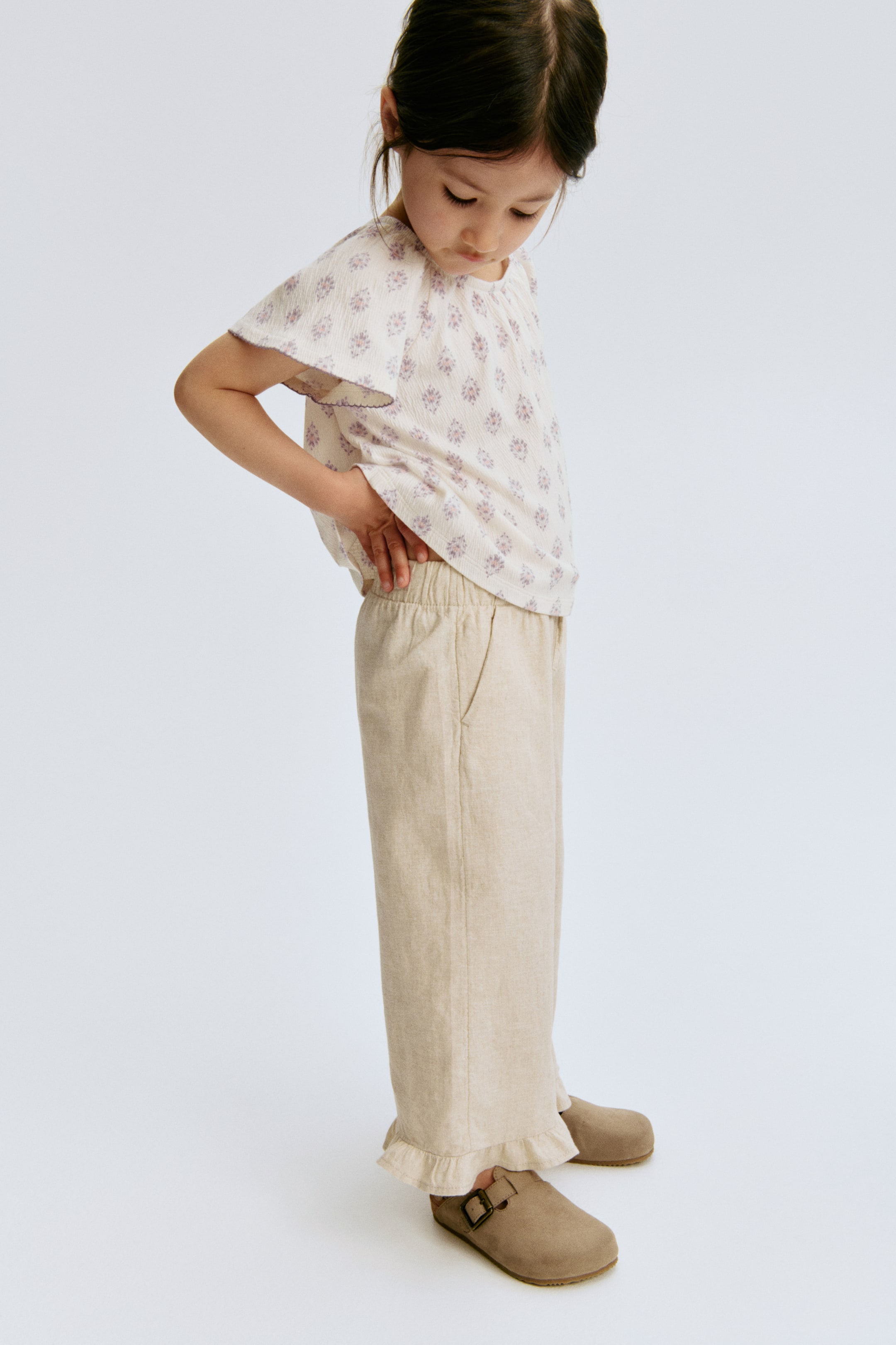 Linen-Blend Drawstring Pants