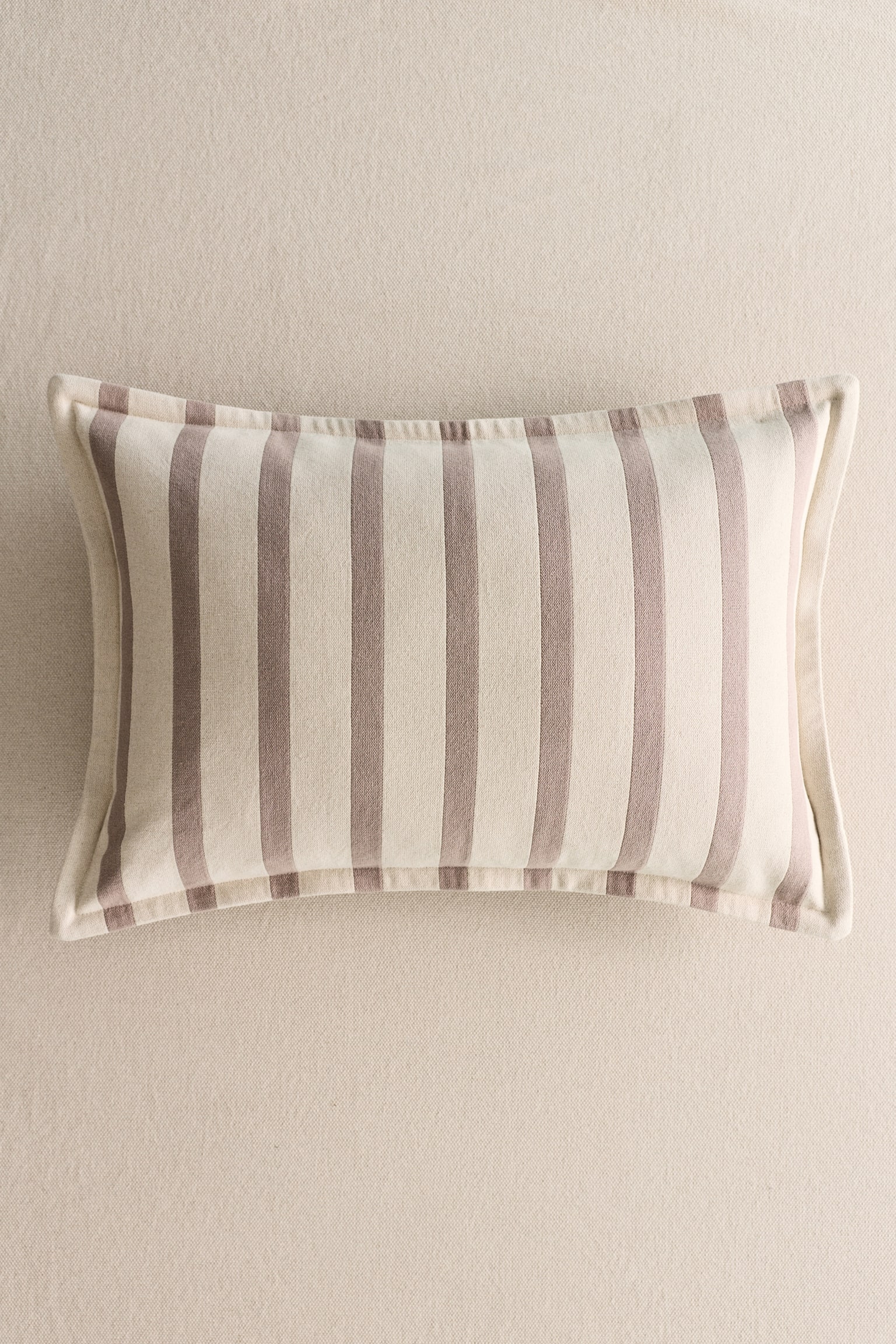 Patterned Canvas Cushion Cover - Beige/striped/Black/striped/Dark brown/striped - 1