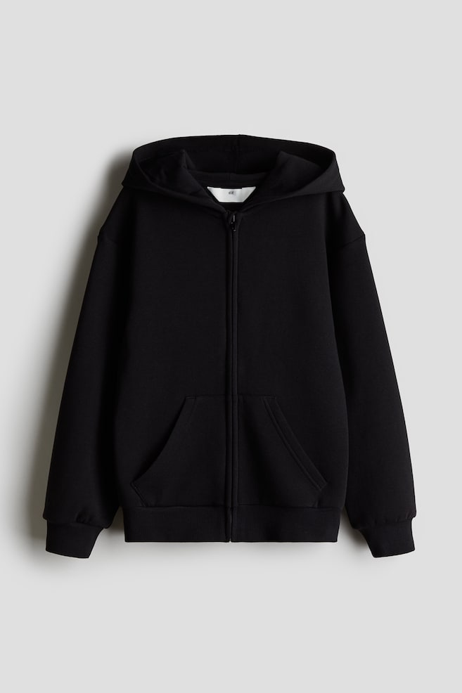 Veste oversize zippée avec capuche - Noir - 1