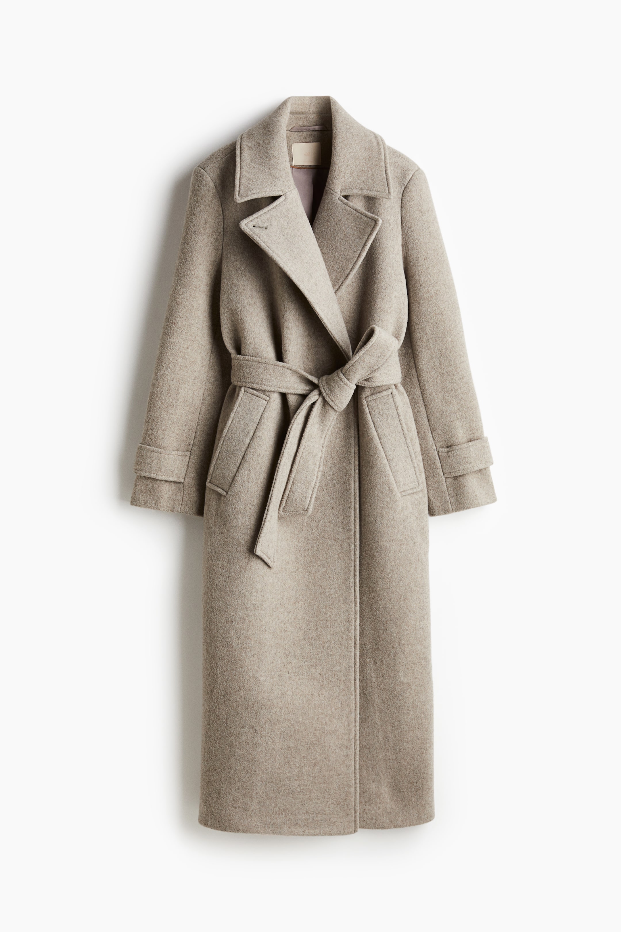 Wool-Blend Tie-Belt Coat