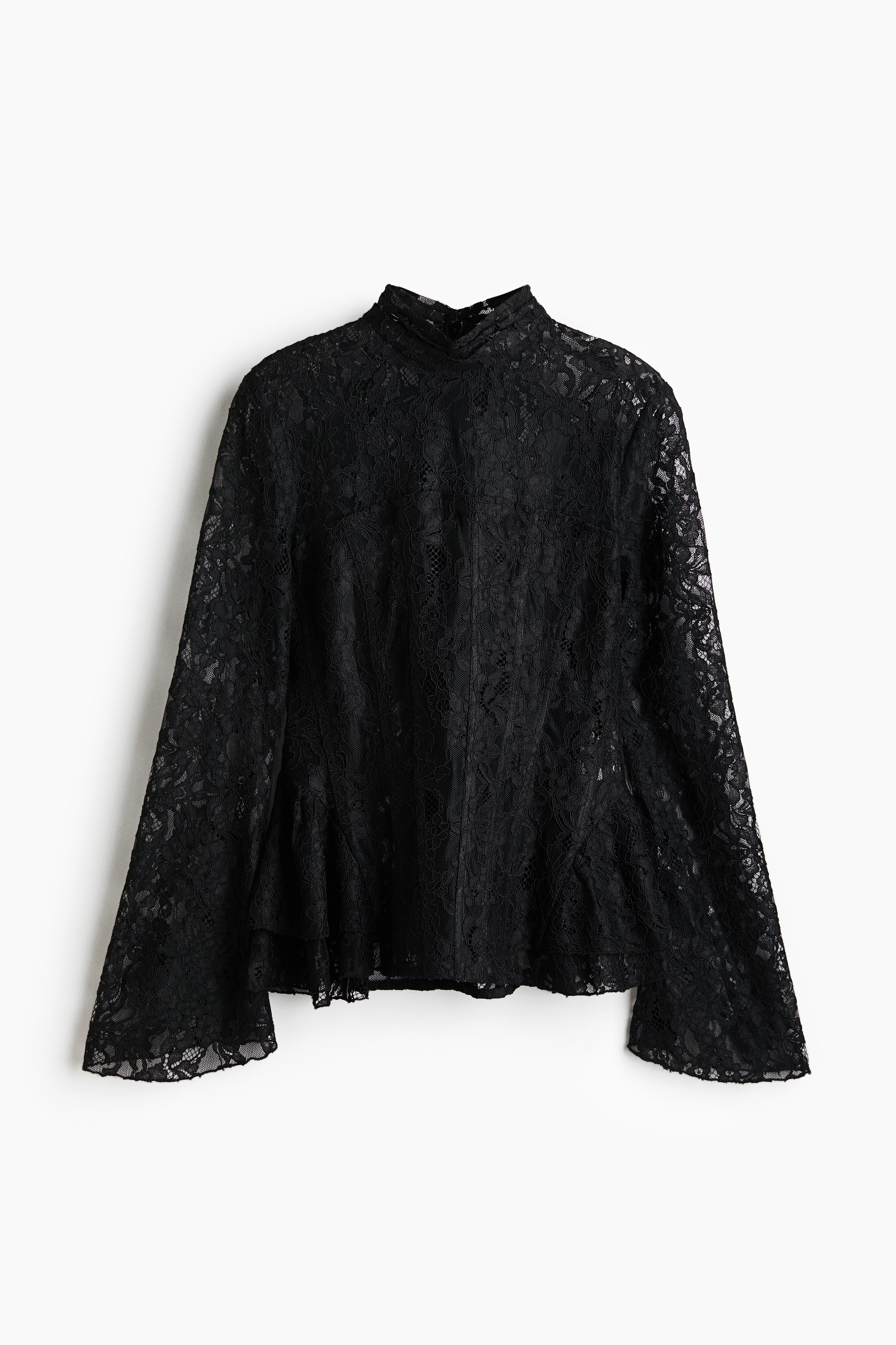 Lace Peplum Top - Black