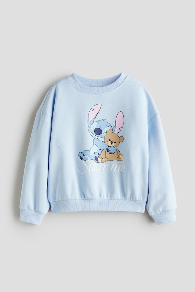 Printed Brushed-Inside Sweatshirt - Light blue/Lilo & Stitch/Gray melange/Minnie Mouse/White/Hello Kitty/Light gray/KPop Demon Hunters/Pink/CapyFun/Dusty purple/Gabby's Dollhouse/Pink/Hello Kitty/Dark dusty purple/Hello Kitty/Light purple/Lilo & Stitch/Light red/Hello Kitty - 1
