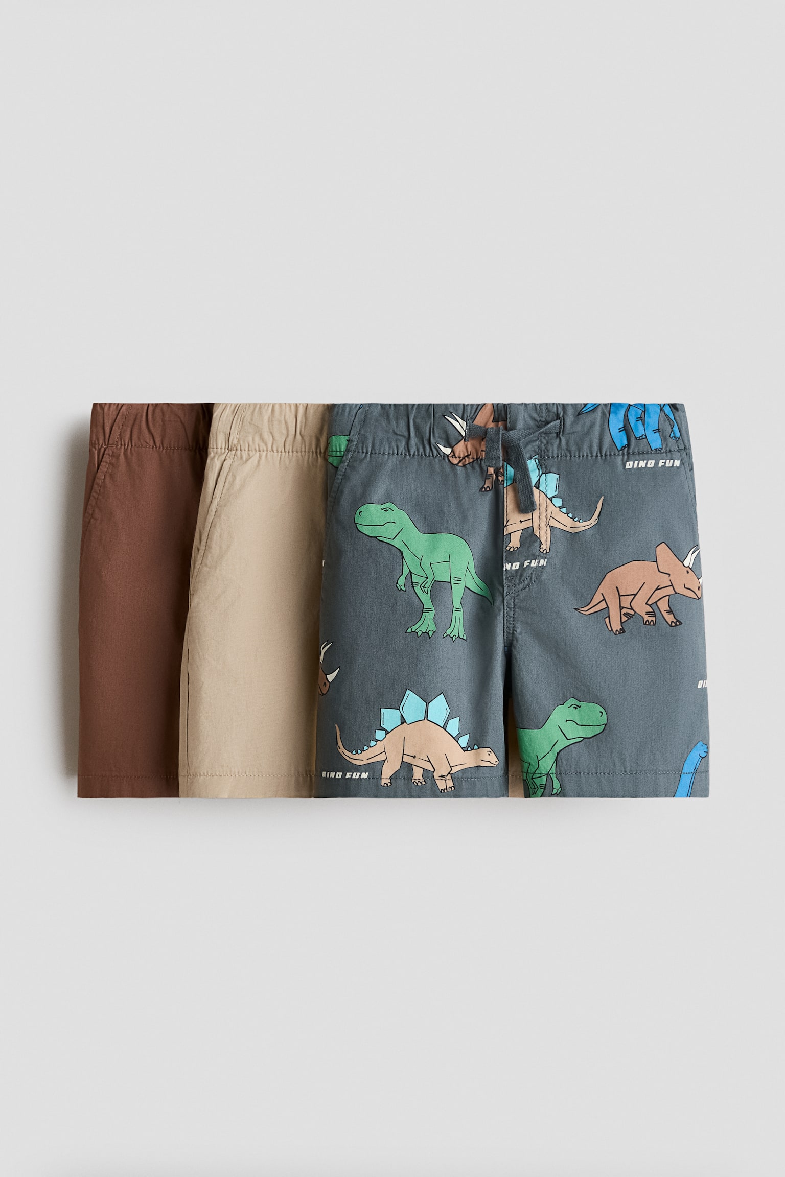 3-pack cotton shorts - Dark green/dinosaurs