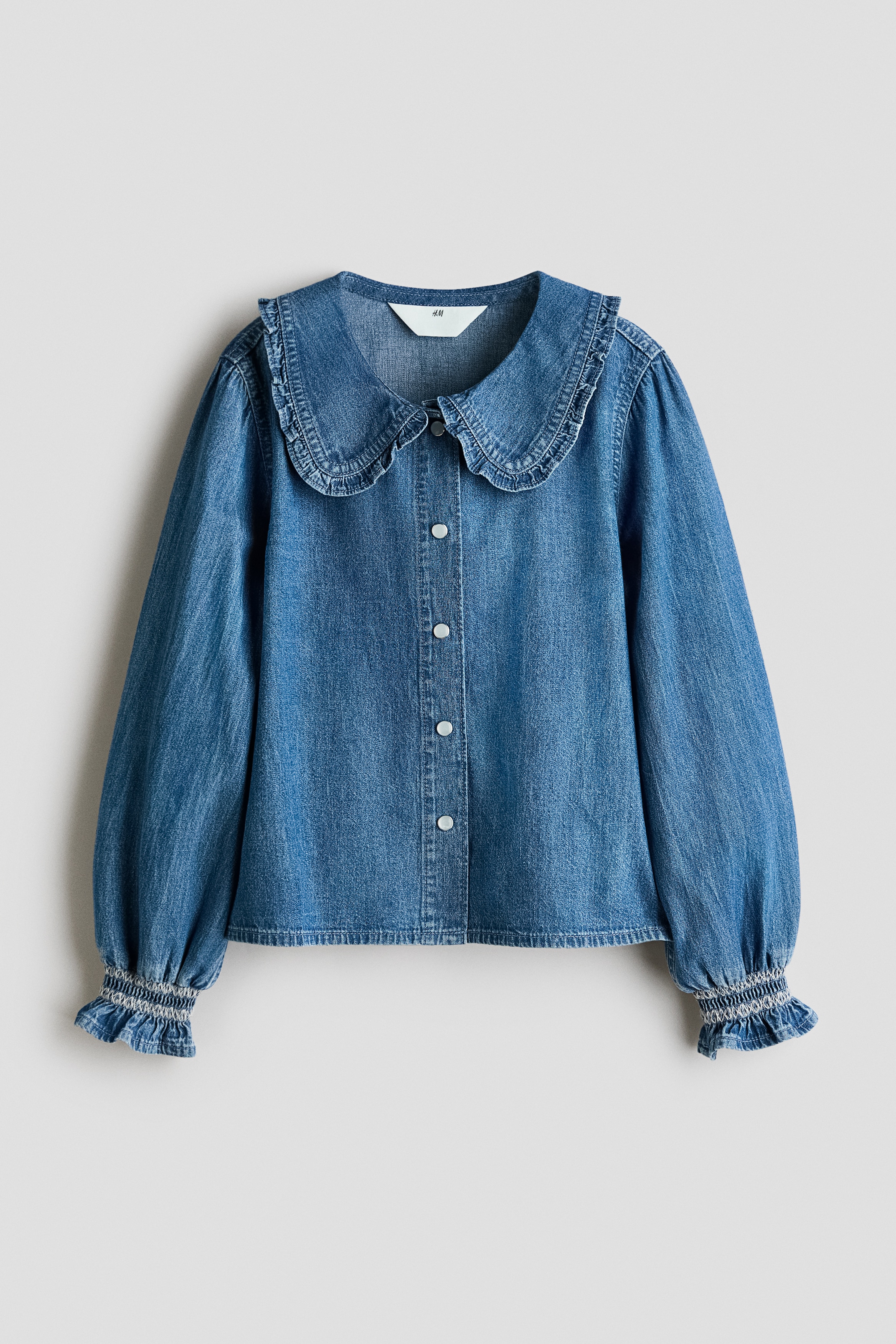 Blusa denim con cuello Peter Pan - Denim blue