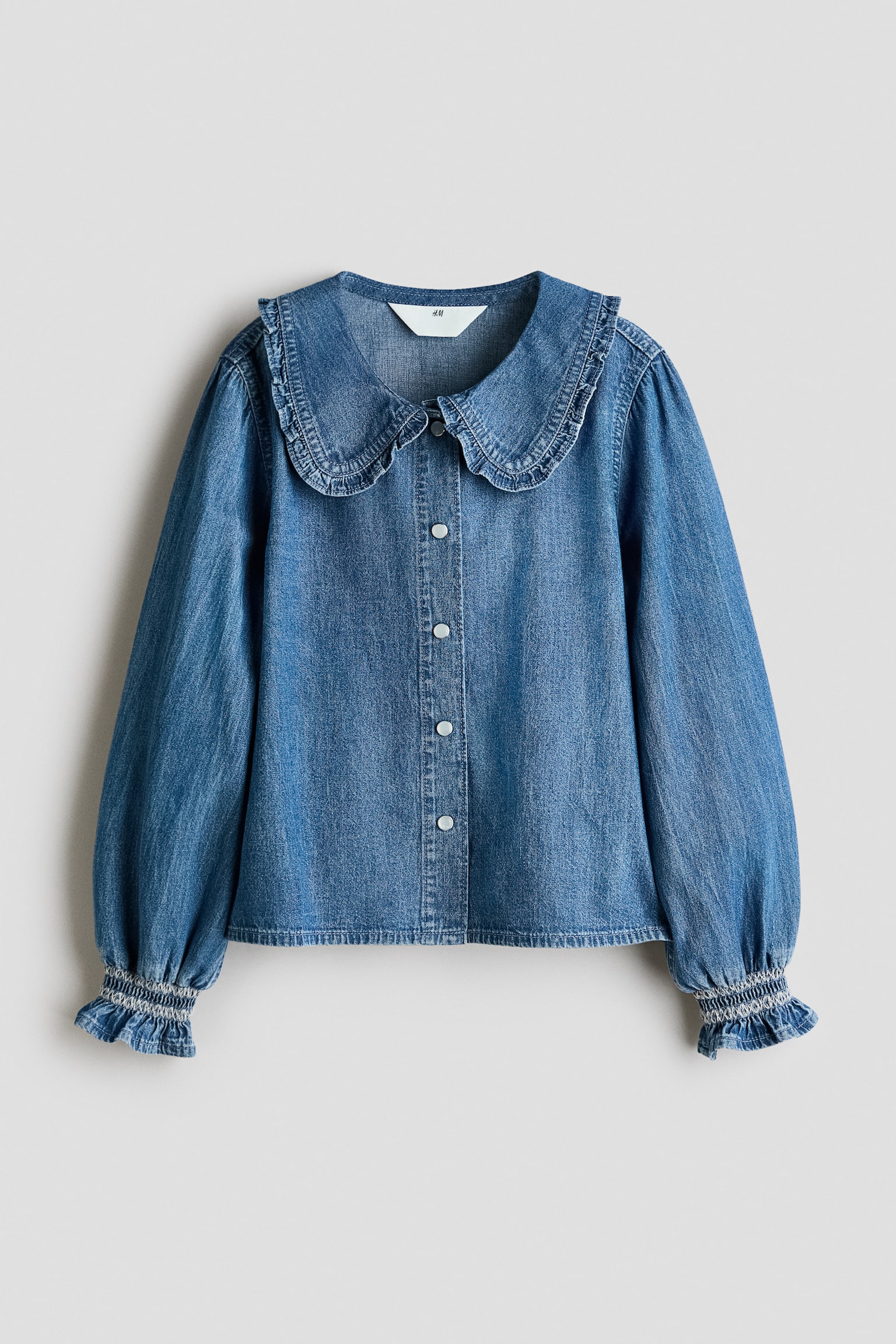 Denim bloes met kraag - Denim blue - 1