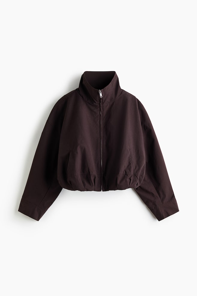 Oversized Jacke mit Ballonsaum - Dunkelbraun - 1