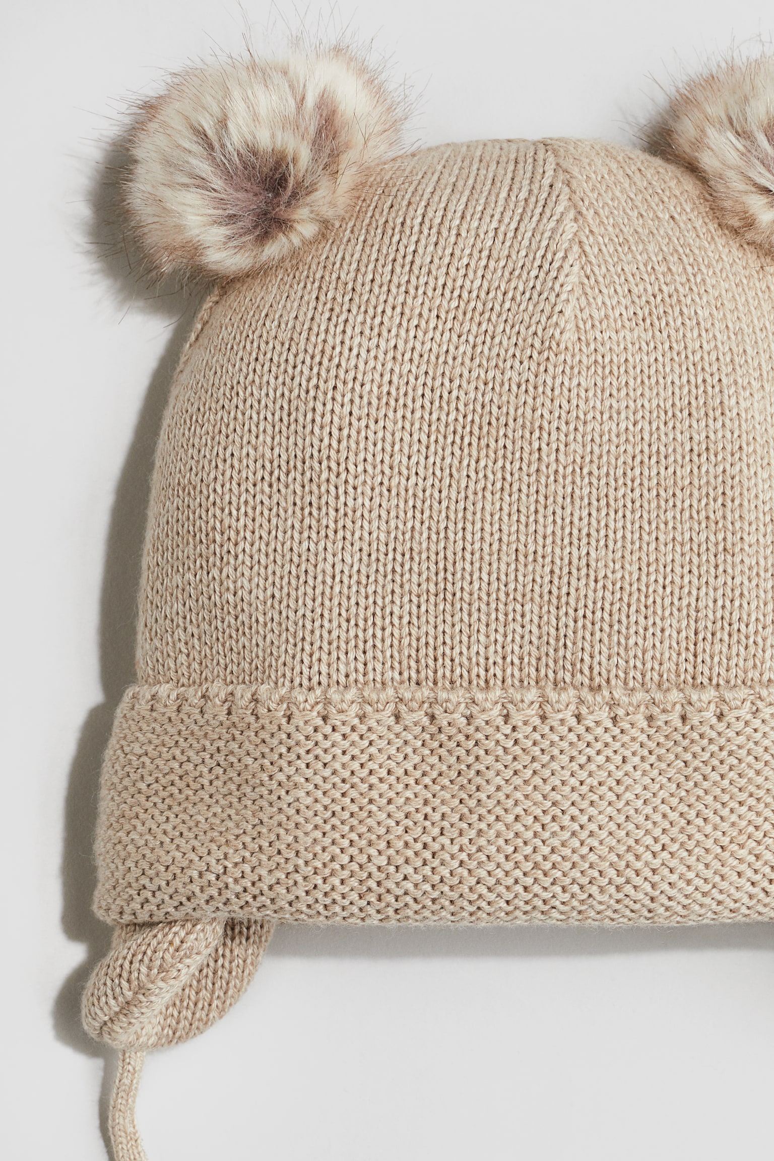 Fleece-lined beanie with earflaps - Mole/Light pink/Light beige - 2