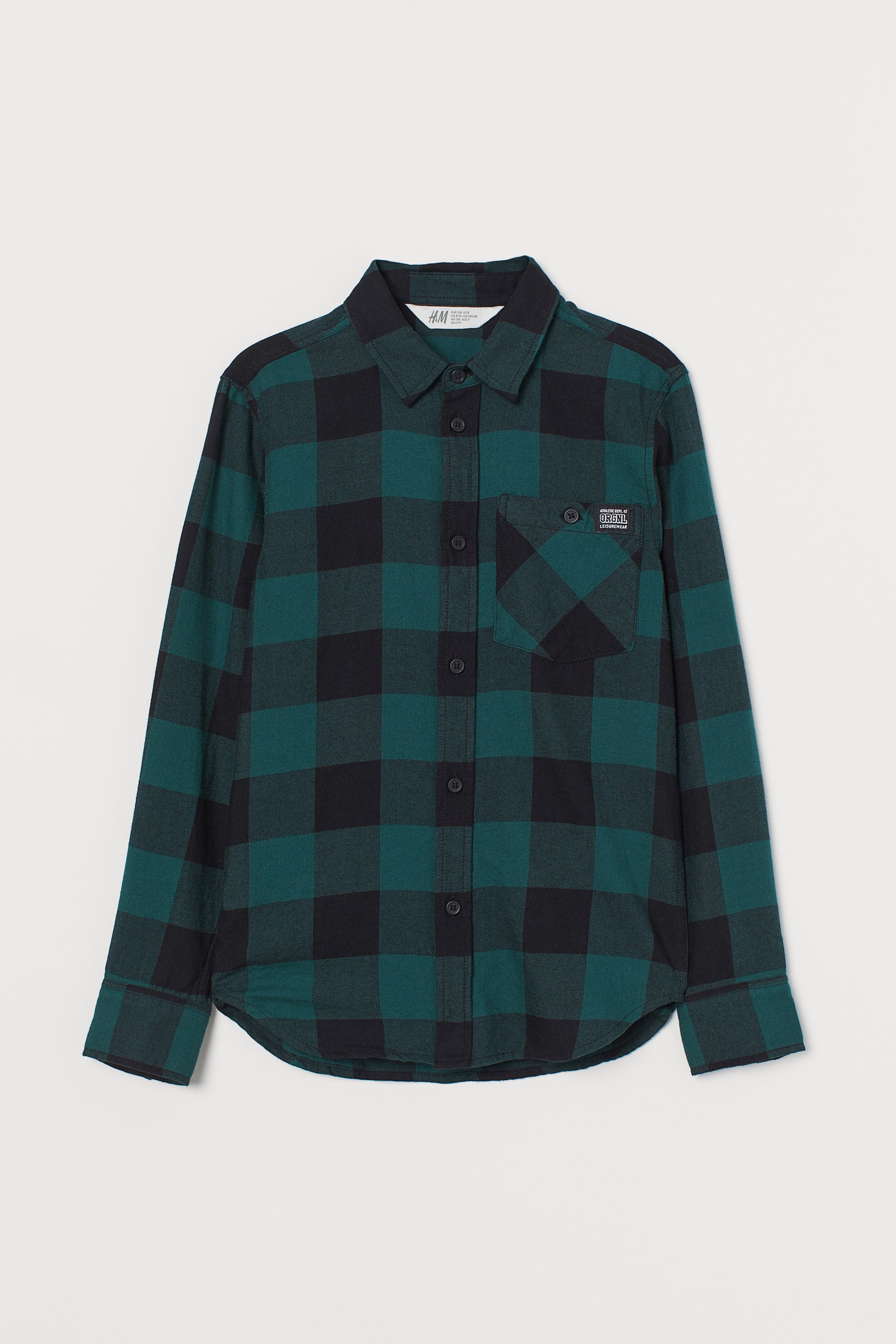 View larger image: Cotton flannel shirt - Dark green/Black checked - Kids | H&M HK 1