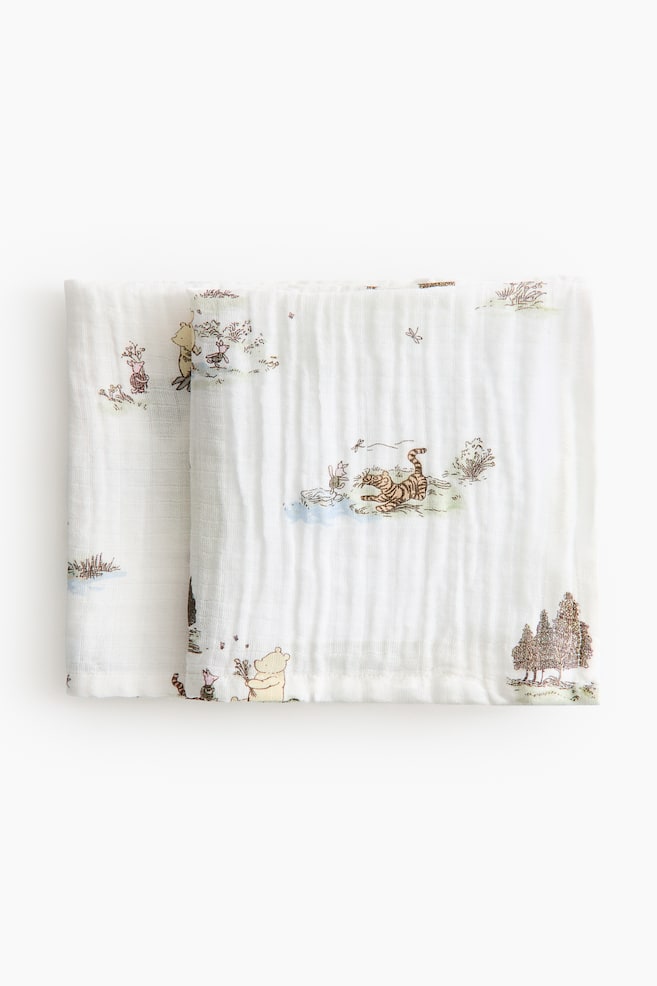 2-Pack Patterned Muslin Cloths - Light green/Winnie the Pooh/Light blue/Winnie the Pooh - 1