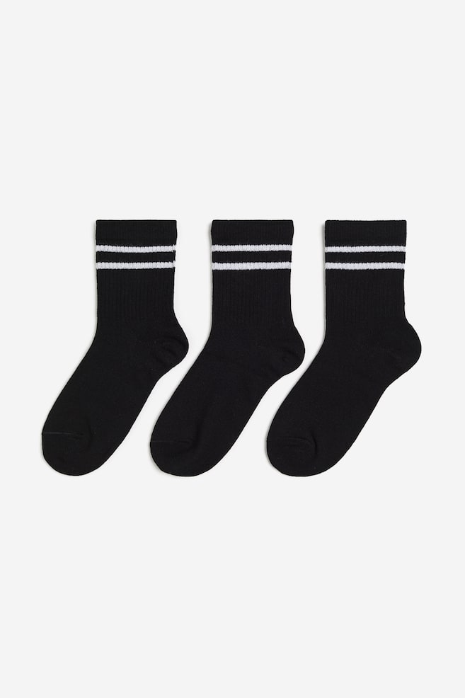 3-pack DryMove™ sports socks - Black/Striped/White/Navy blue/Blue/Light grey marl/Pink/Striped - 1