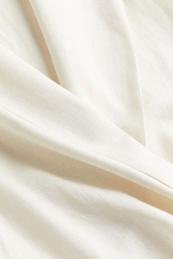 Linen-blend wrap dress - Cream/Khaki green/Black - 6