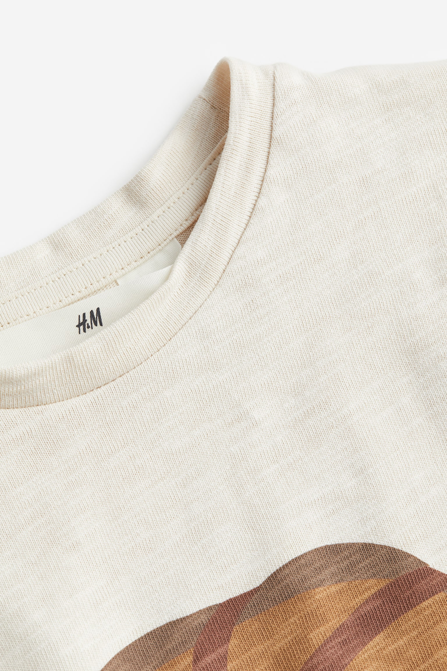 Oversized Cotton Tee - Light beige marle/Croissant - 2