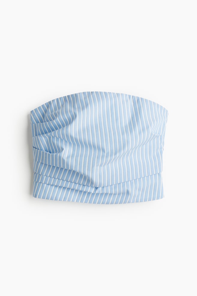 Top bandeau con frunces - Azul claro/Rayas/Negro - 1