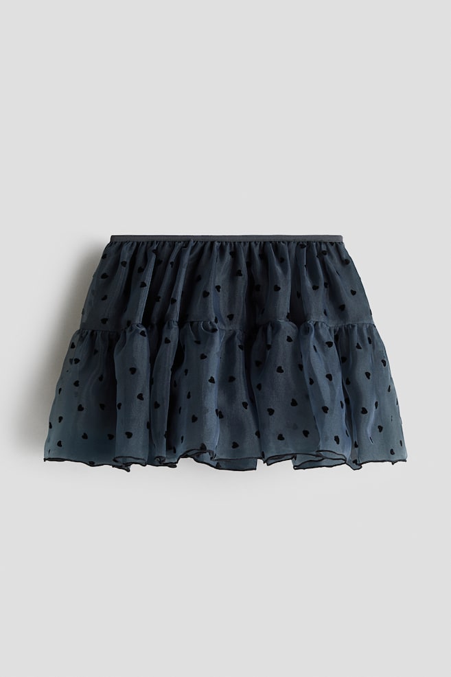 Flock-print organza skirt - Dark grey/Hearts - 1