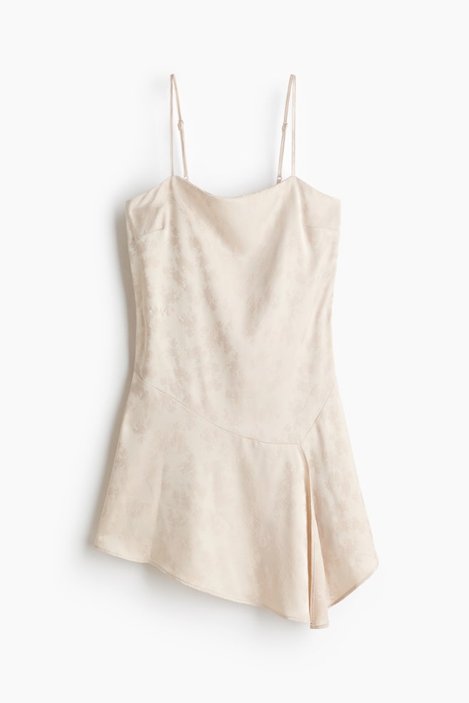 Trägerkleid aus Satin - Hellbeige/Geblümt/Blassgrün/Hellrosa - 1