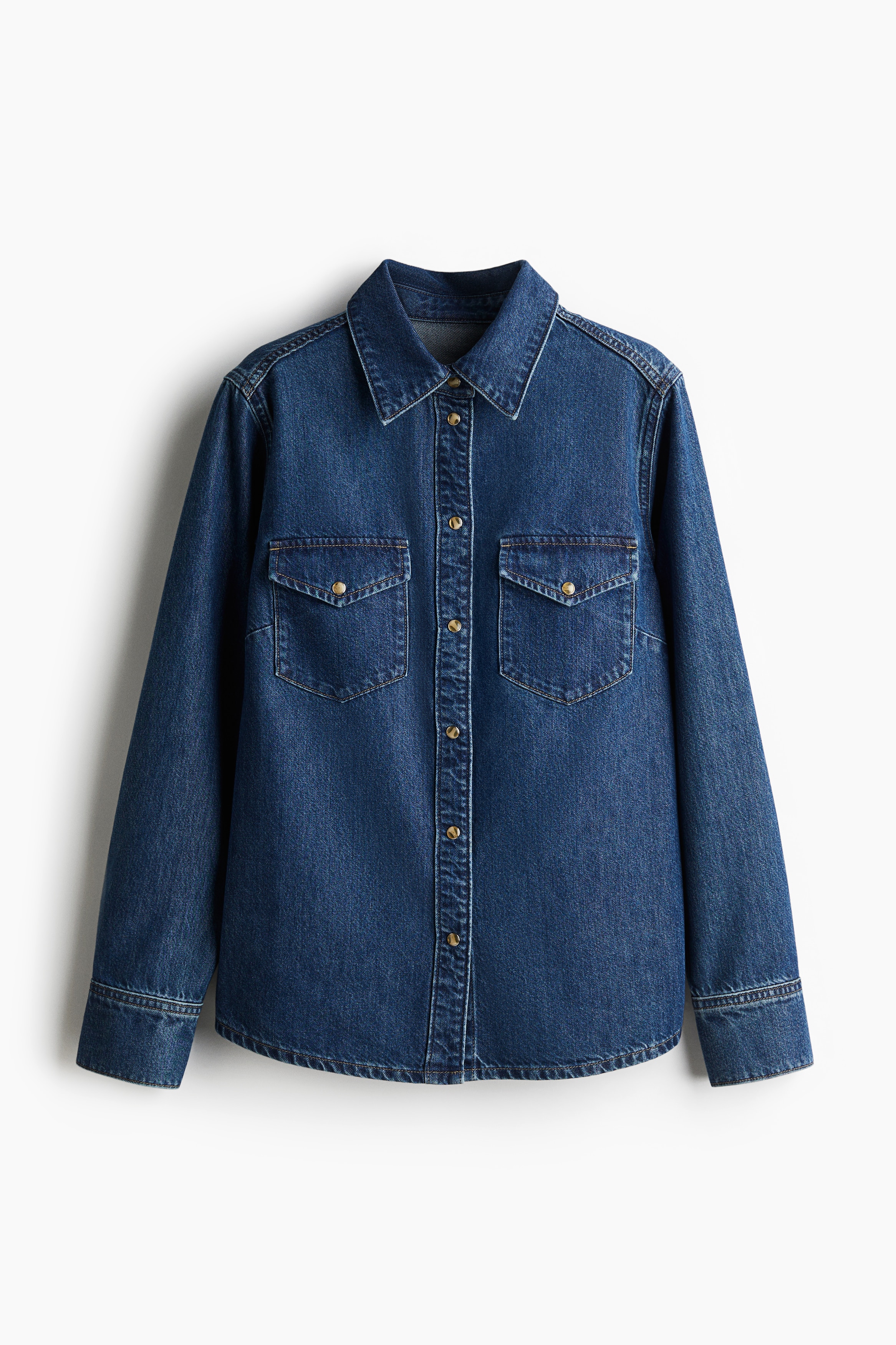 Denim overhemdblouse - Denimblauw/Donker denimblauw/Wit/Licht denimblauw/Zwart