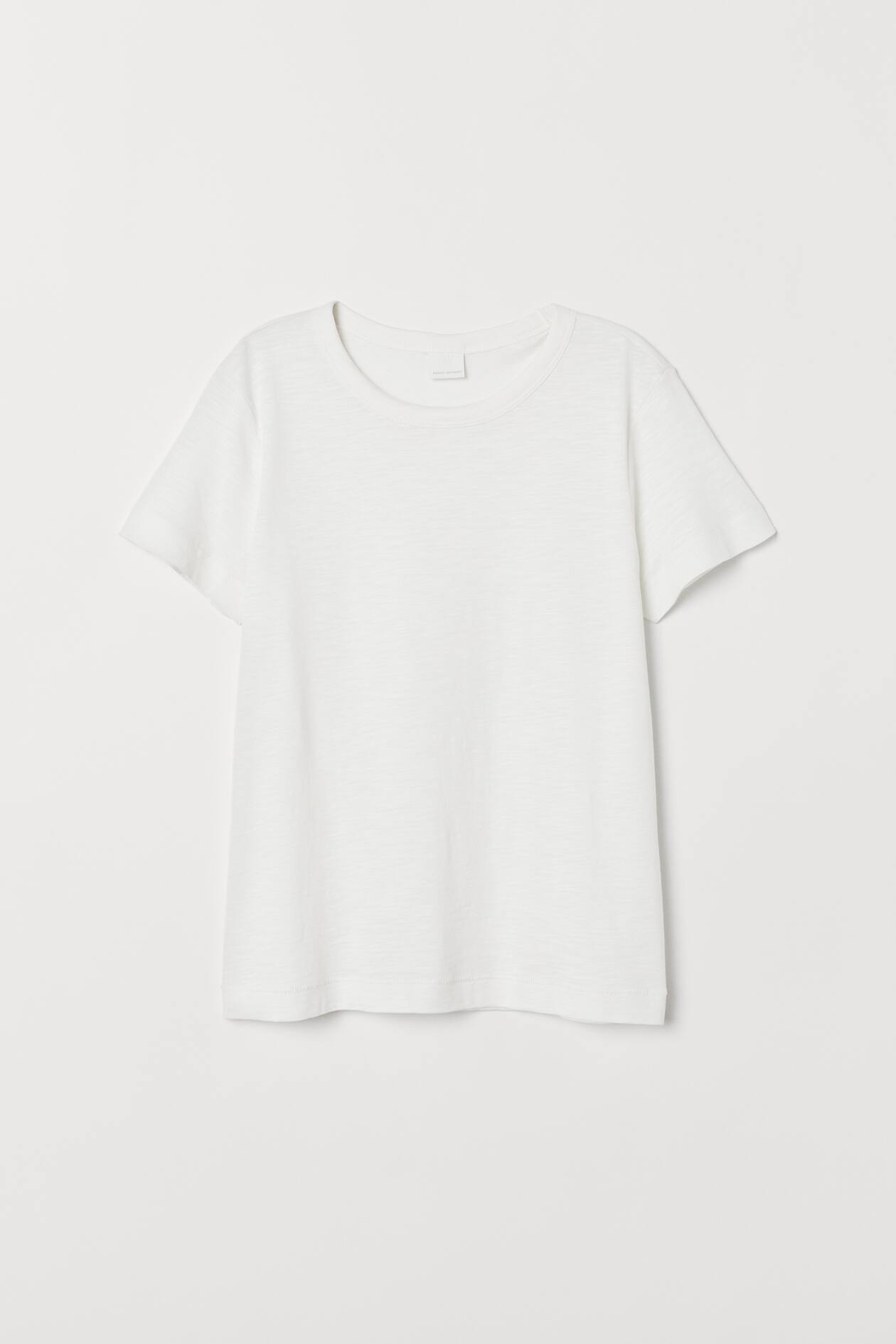 Slub Jersey T-shirt - Round Neck - Short sleeve - Natural white ...