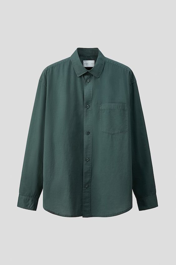 Мужские рубашки H&M Loose-Fit Cotton Poplin Shirt