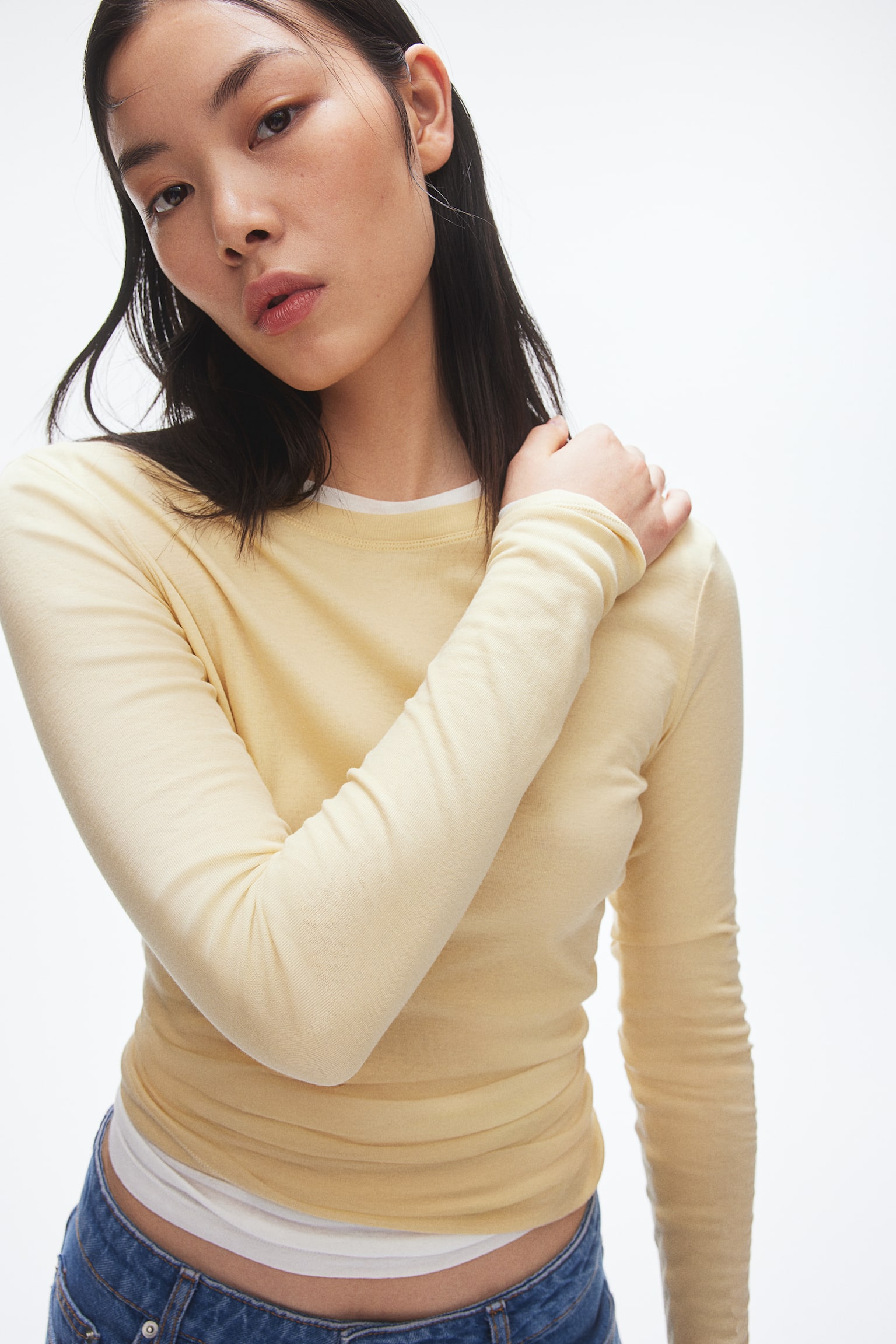 Pima cotton jersey top - Vanilla/Black/Light greige/Olive green/Beige - 4