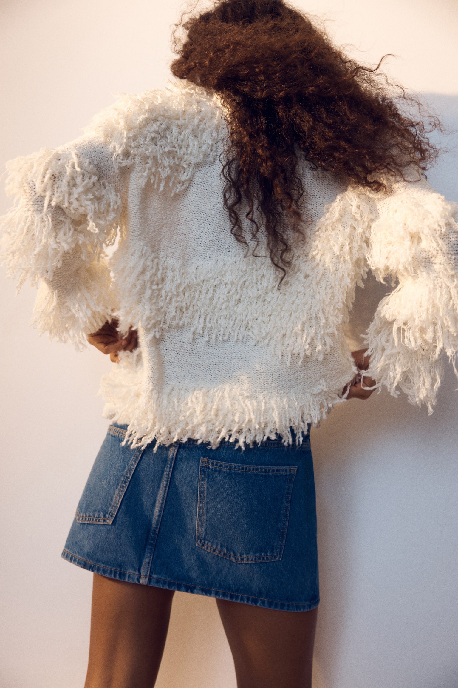 Коротка джинсова спідниця - Блакитний денім/Випраний чорний - 4