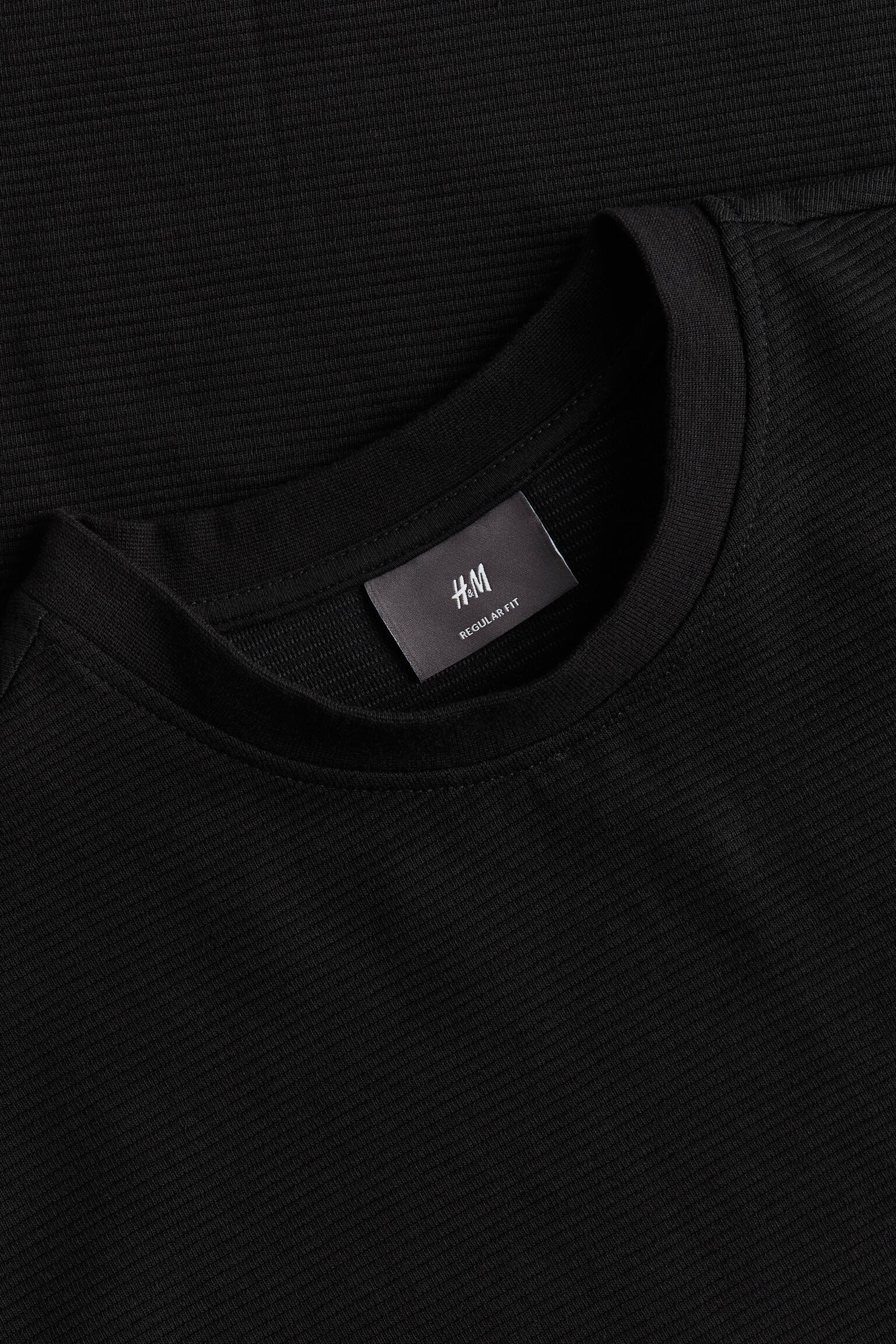 Regular Fit Ribbed T-shirt - Black/White - 6