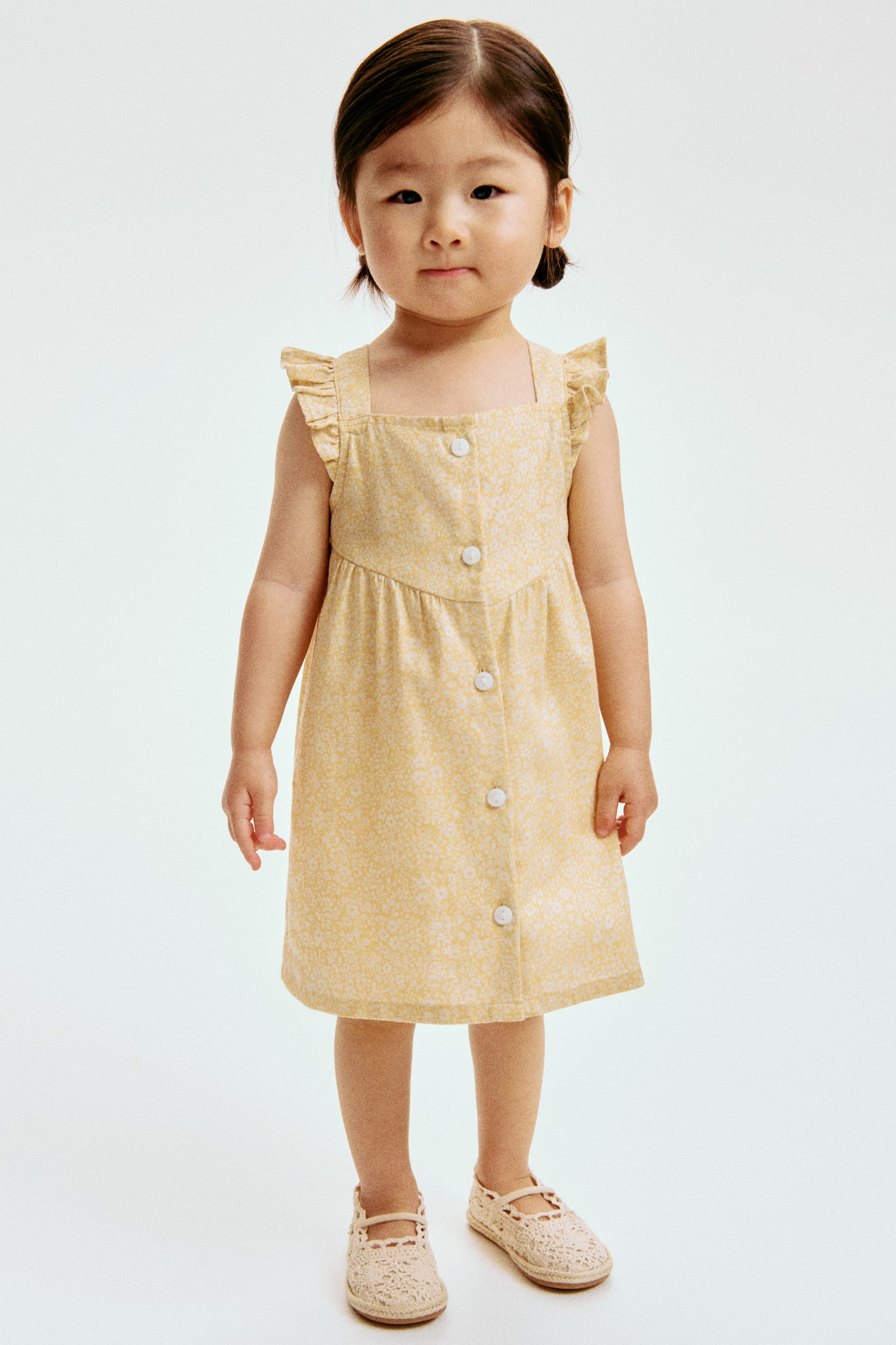 Flounce-trimmed cotton dress - 1