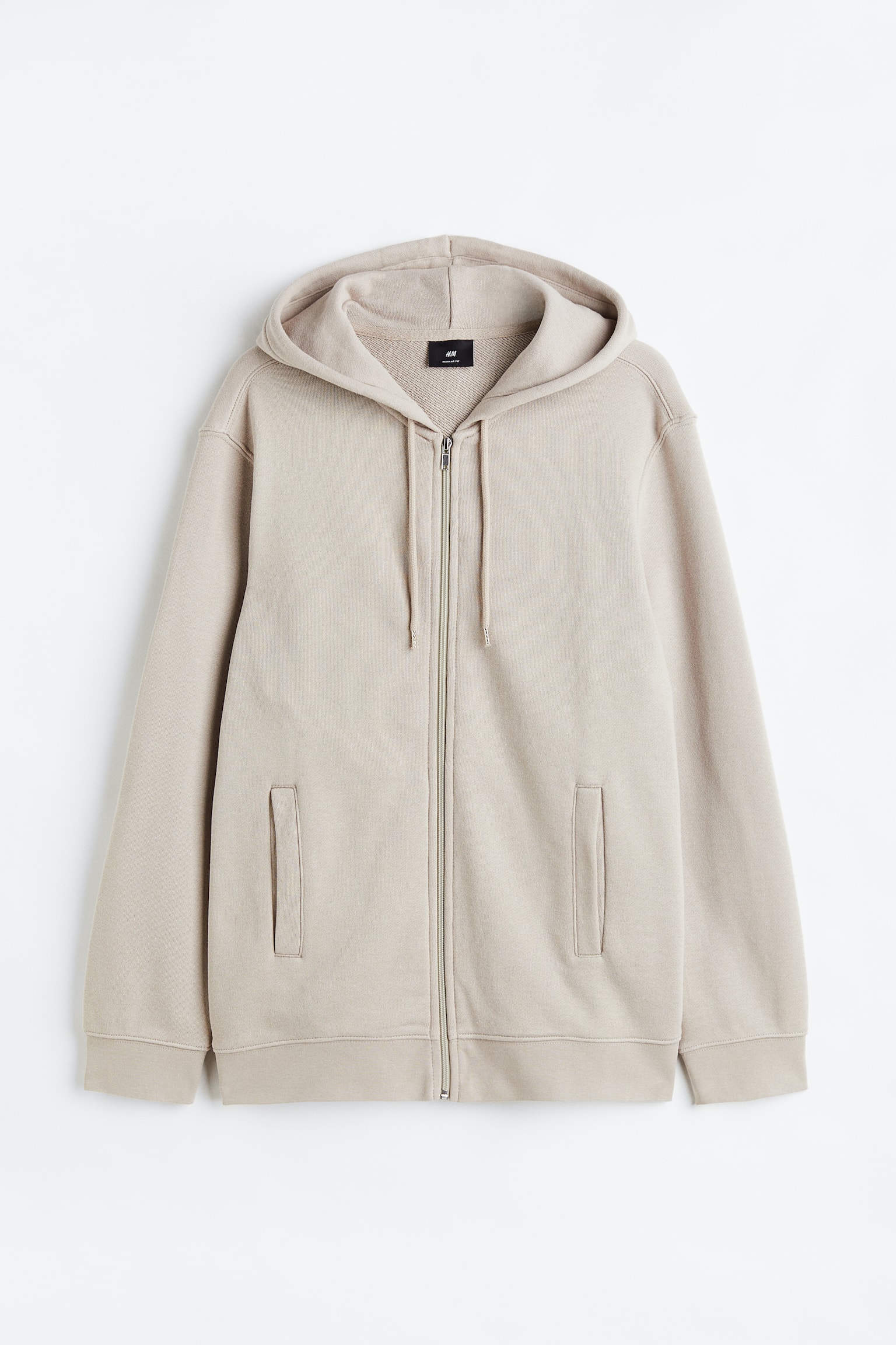 Regular Fit Zip Up Hoodie - Beige/Black/Green/Light grey marle - 1