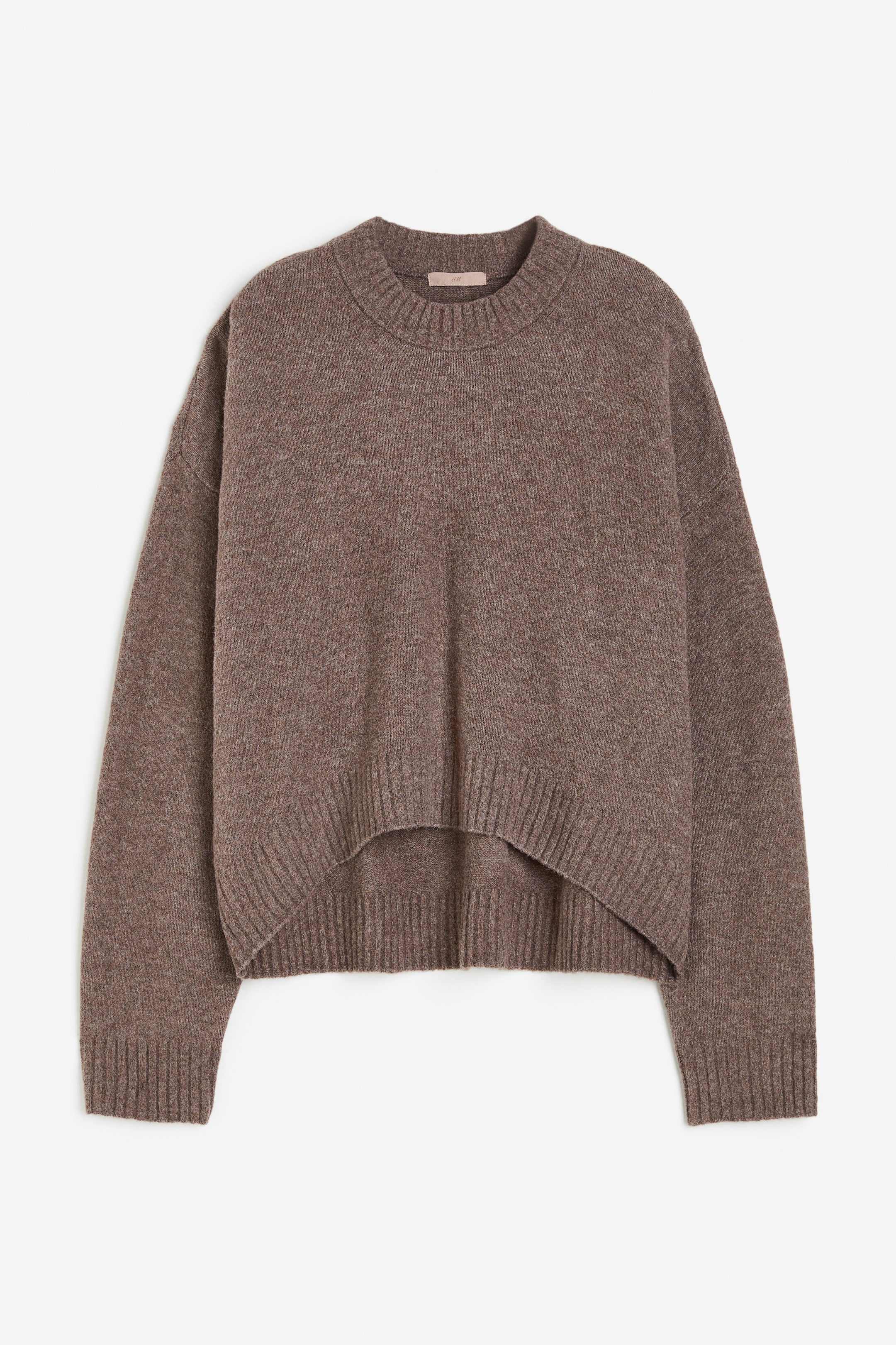 Fine-knit jumper - Round neck - Long sleeve - Brown marl - Ladies | H&M GB