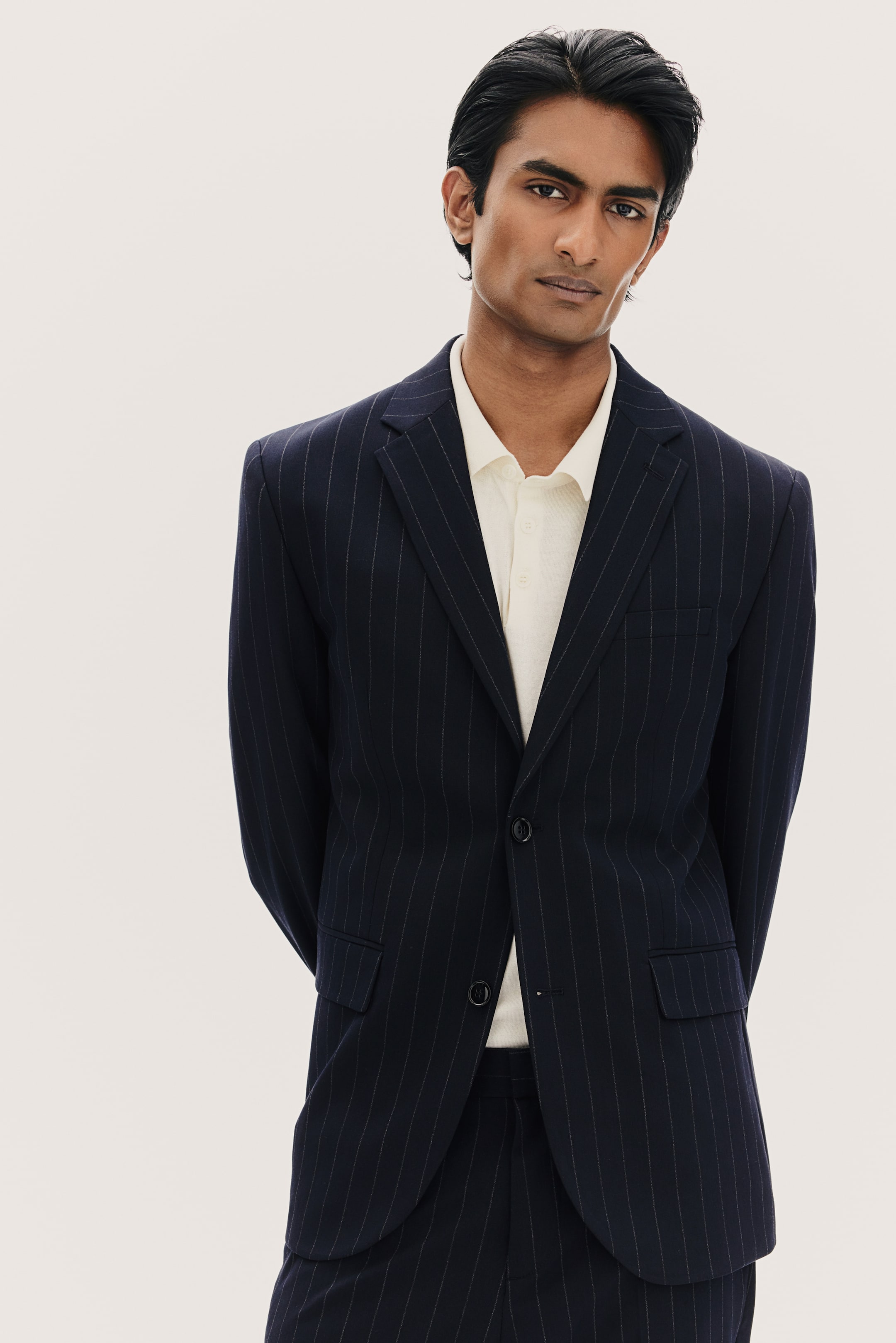 Slim Fit Jacket - Navy blue/Pinstriped - Men | H&M GB 1