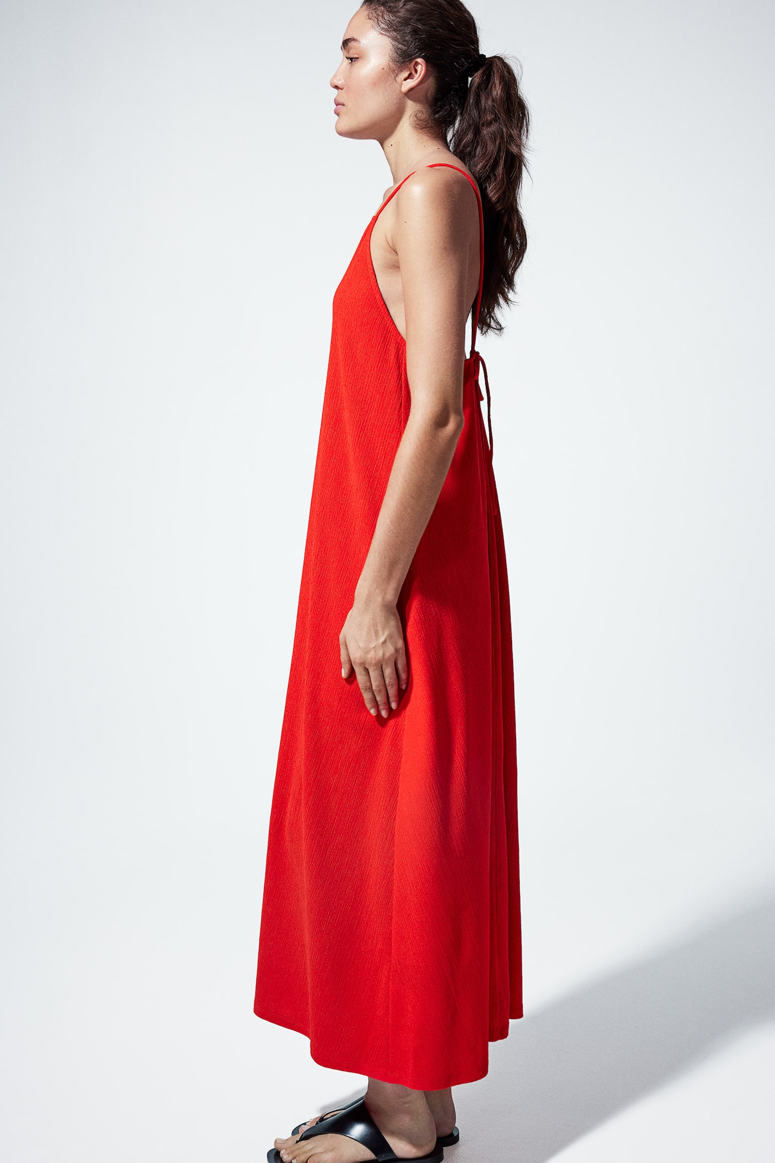 Textured Jersey Maxi Dress - Bright red/Black/Pattern - 3