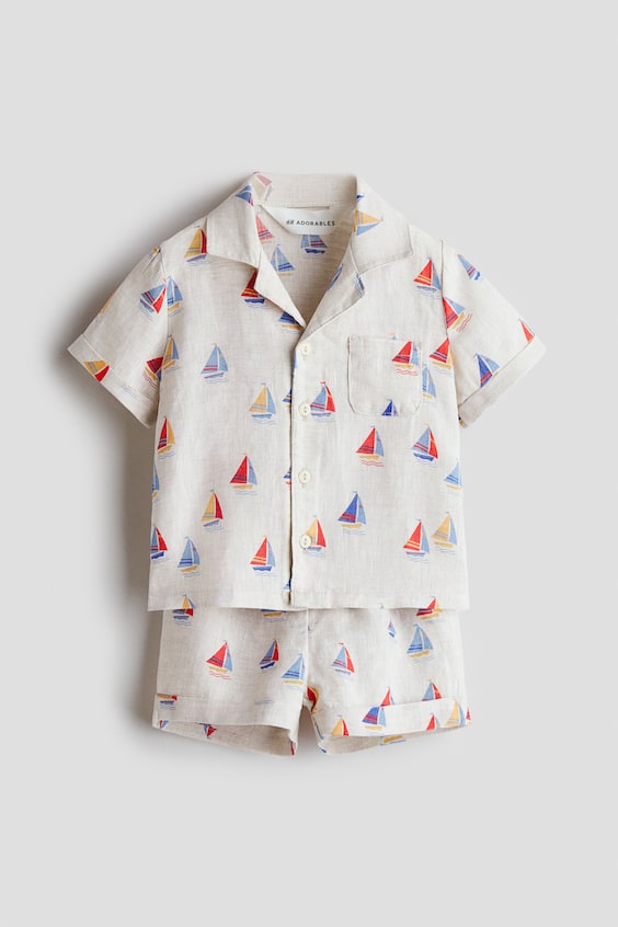 Детские топы H&M 2-Piece Printed Linen Set