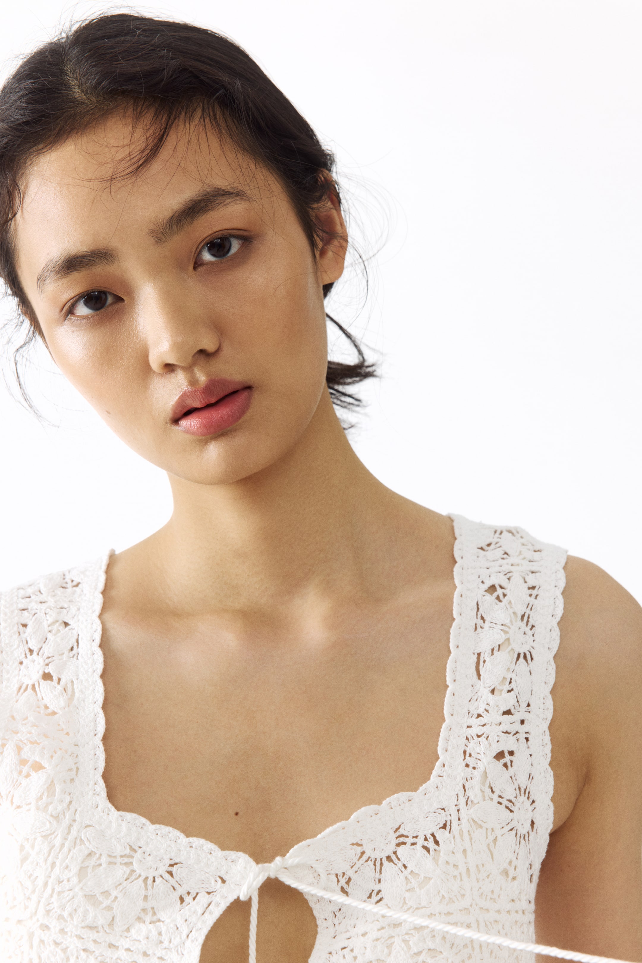 Женские топы H&M Tie-Front Pointelle-Knit Top — фото 6