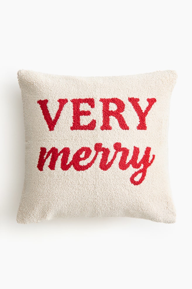 Kussenhoes met gepuncht motief - Lichtbeige/Very Merry - 1