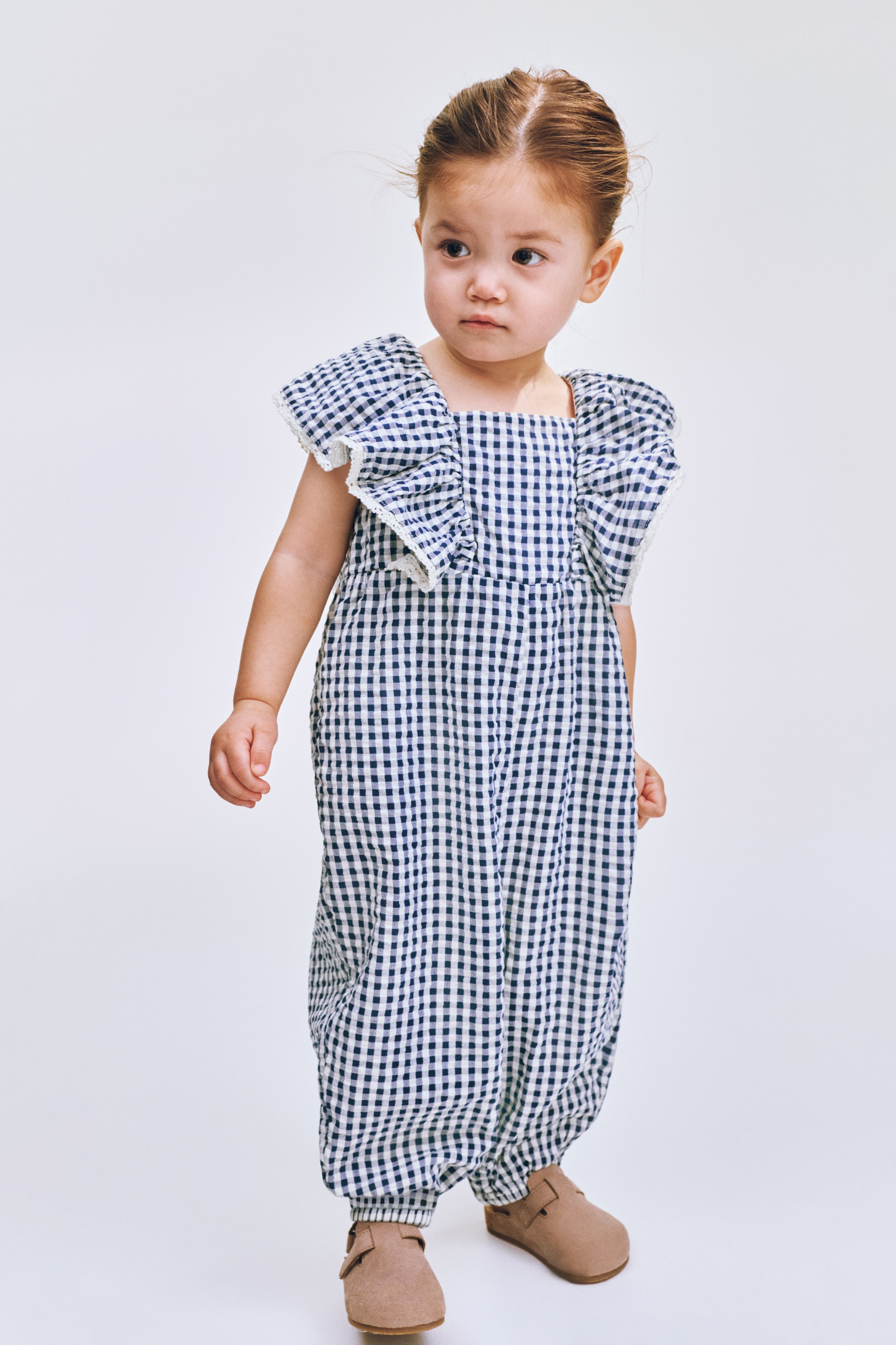 Seersucker romper suit - 海軍藍/方格紋