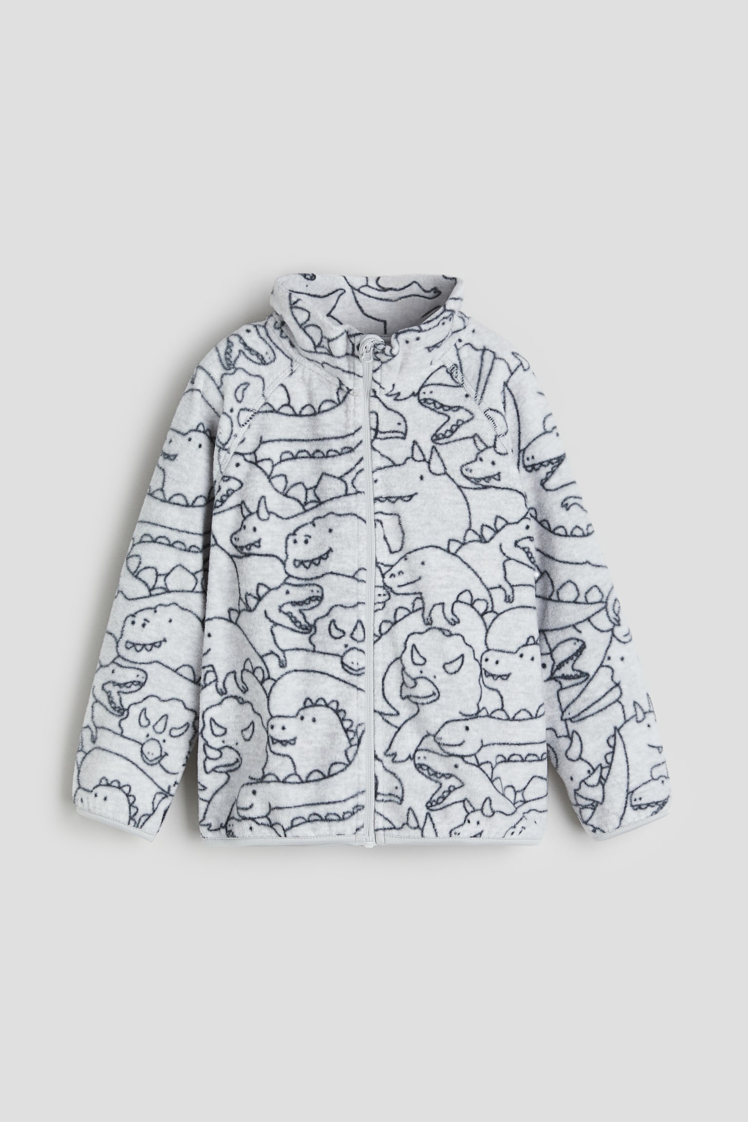 Fleece Jacket - Light grey/Dinosaurs/Black/Light beige/Spot - 1