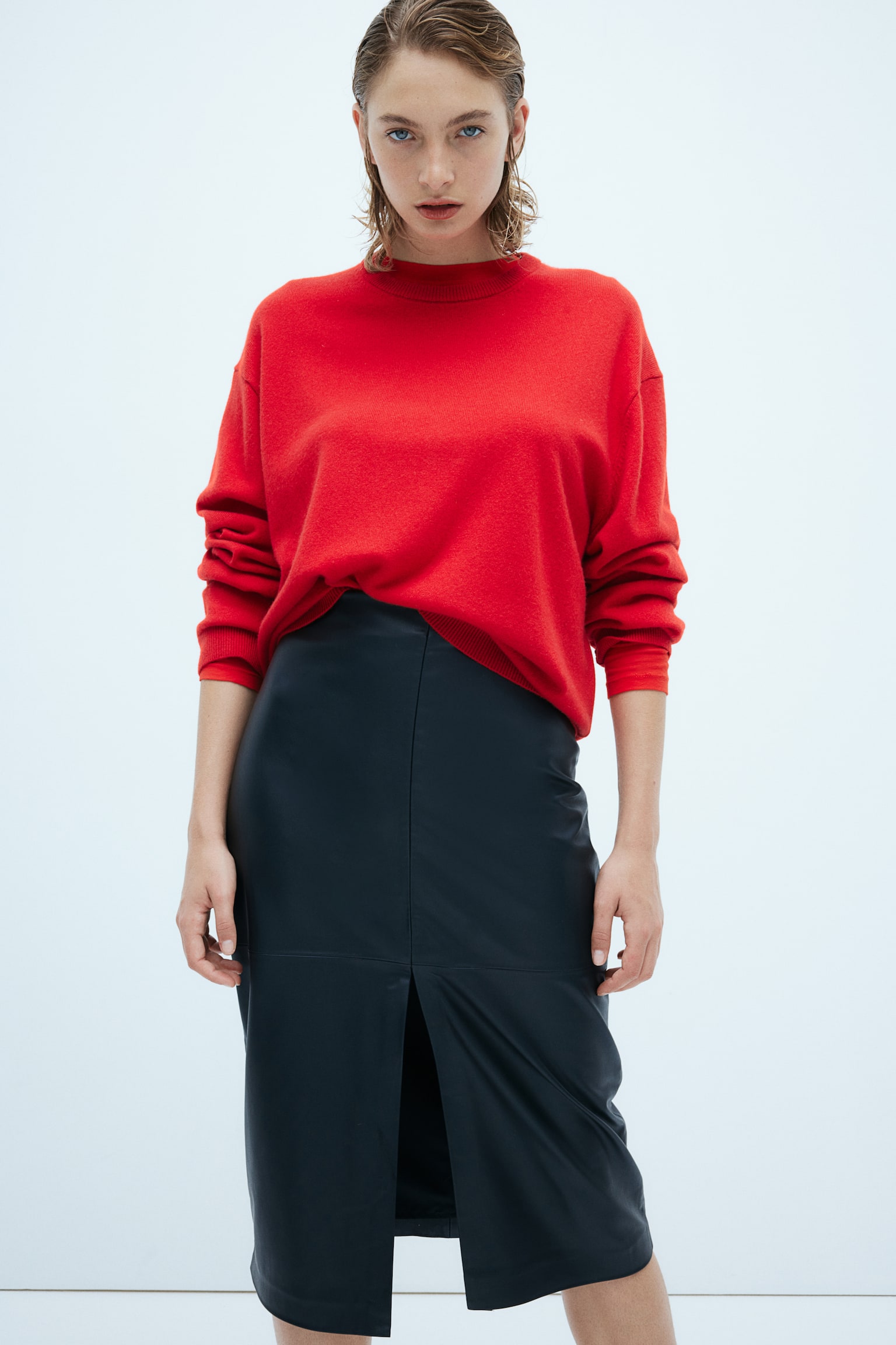 Fine-knit cashmere jumper - Red/Black/Cream/Grey  marl/Navy blue/Greige - 1