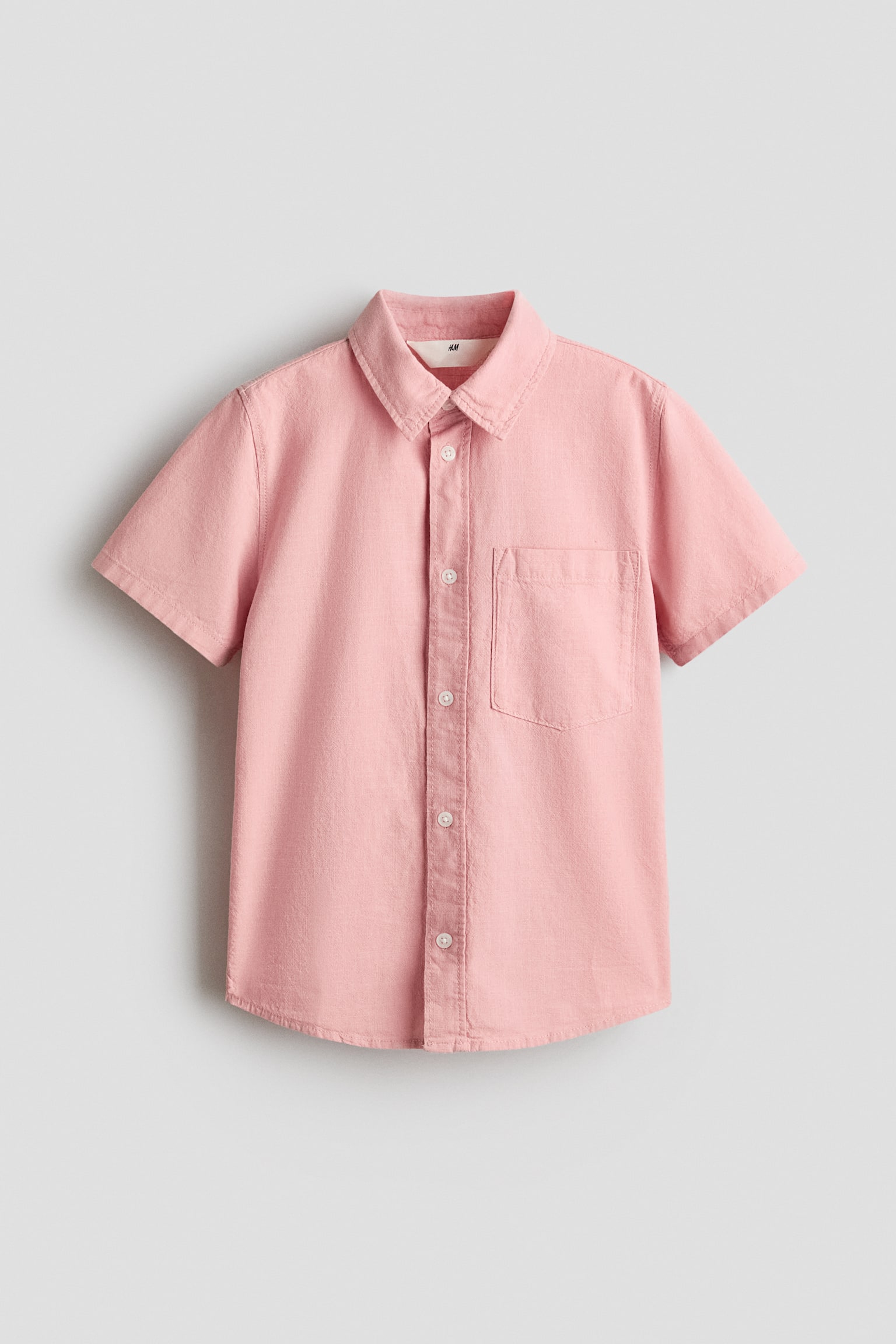 Short-sleeved cotton shirt - Pink/Light turquoise/Light pink/Blue/White striped