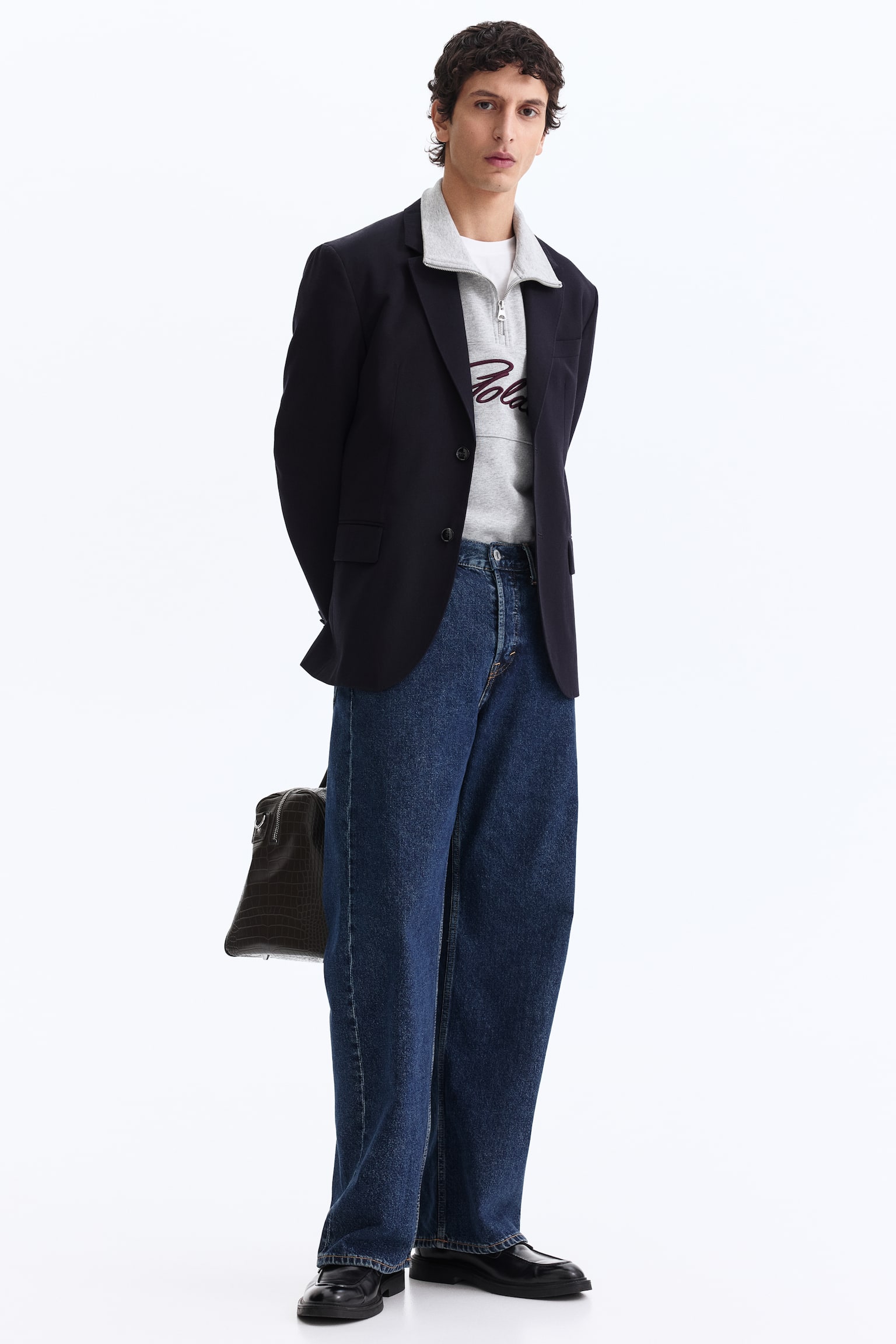 Marynarka Relaxed Fit - Granatowy - 3