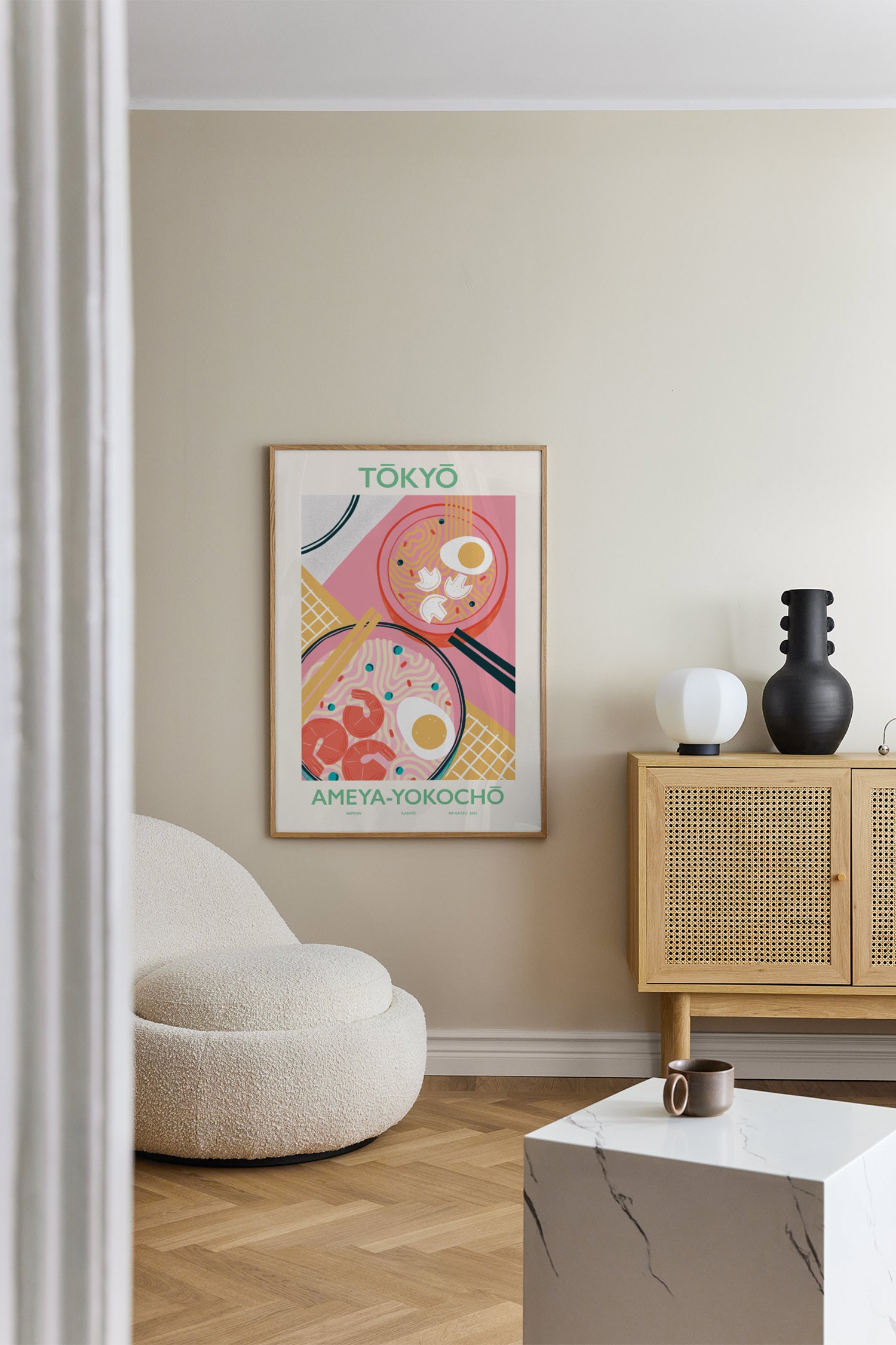 Tokyo Poster-Grön/rosa