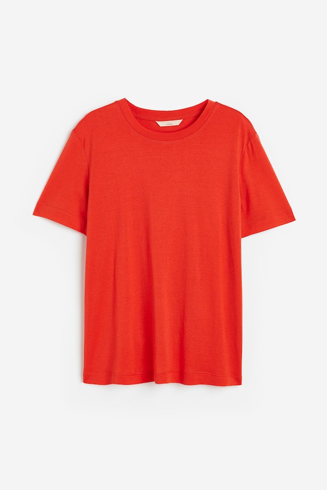 T-shirt i silkemiks - Rød/Hvit/Tåkegrønn/Syrin - 1