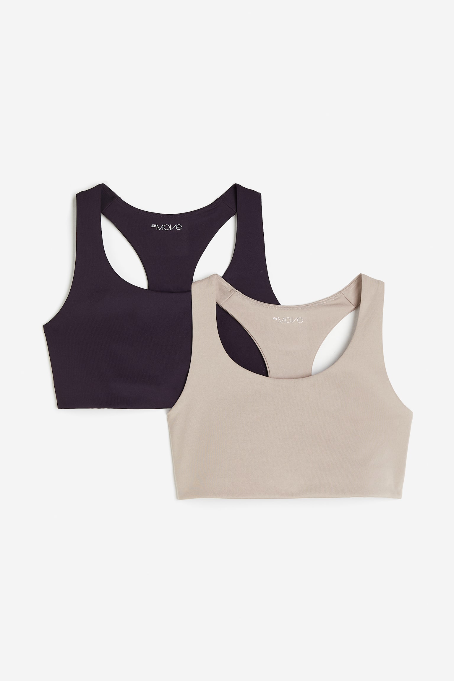 2-pack Medium Support Sports Bras - Beige/Dark purple/Dark khaki green/White/Plum purple/Light beige/Black/White/Light blue/White/Light beige/Brown/Light purple/Navy blue/Light beige/Pink/Dark green/Black/Navy blue/Black - 1