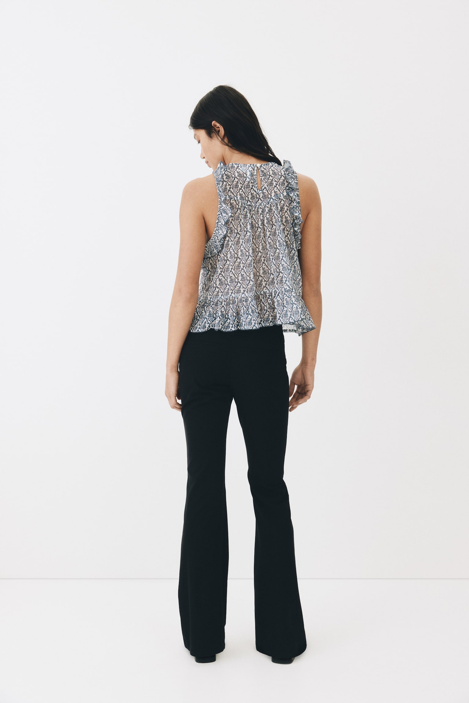 Flared tailored trousers - Black/Burgundy - 6