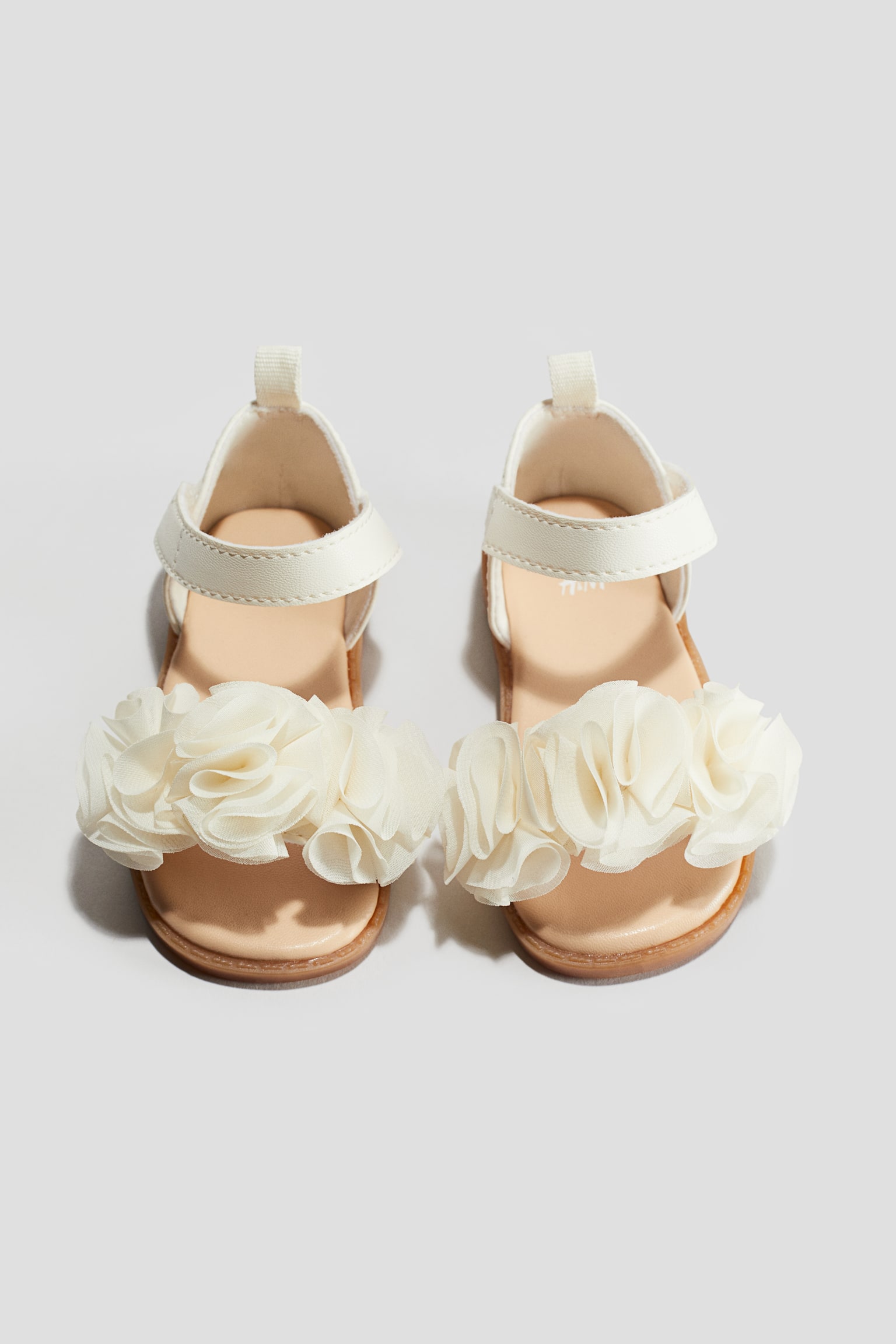 Flower Appliqué Sandals - Cream/Bronze colour - 2