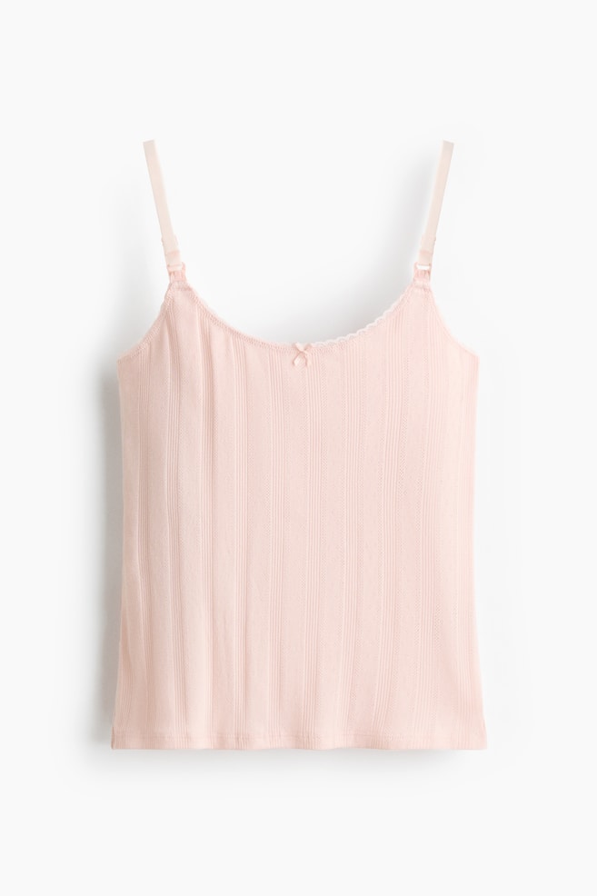 MAMA Pointelle nursing strappy top - Powder pink/Pale yellow - 1