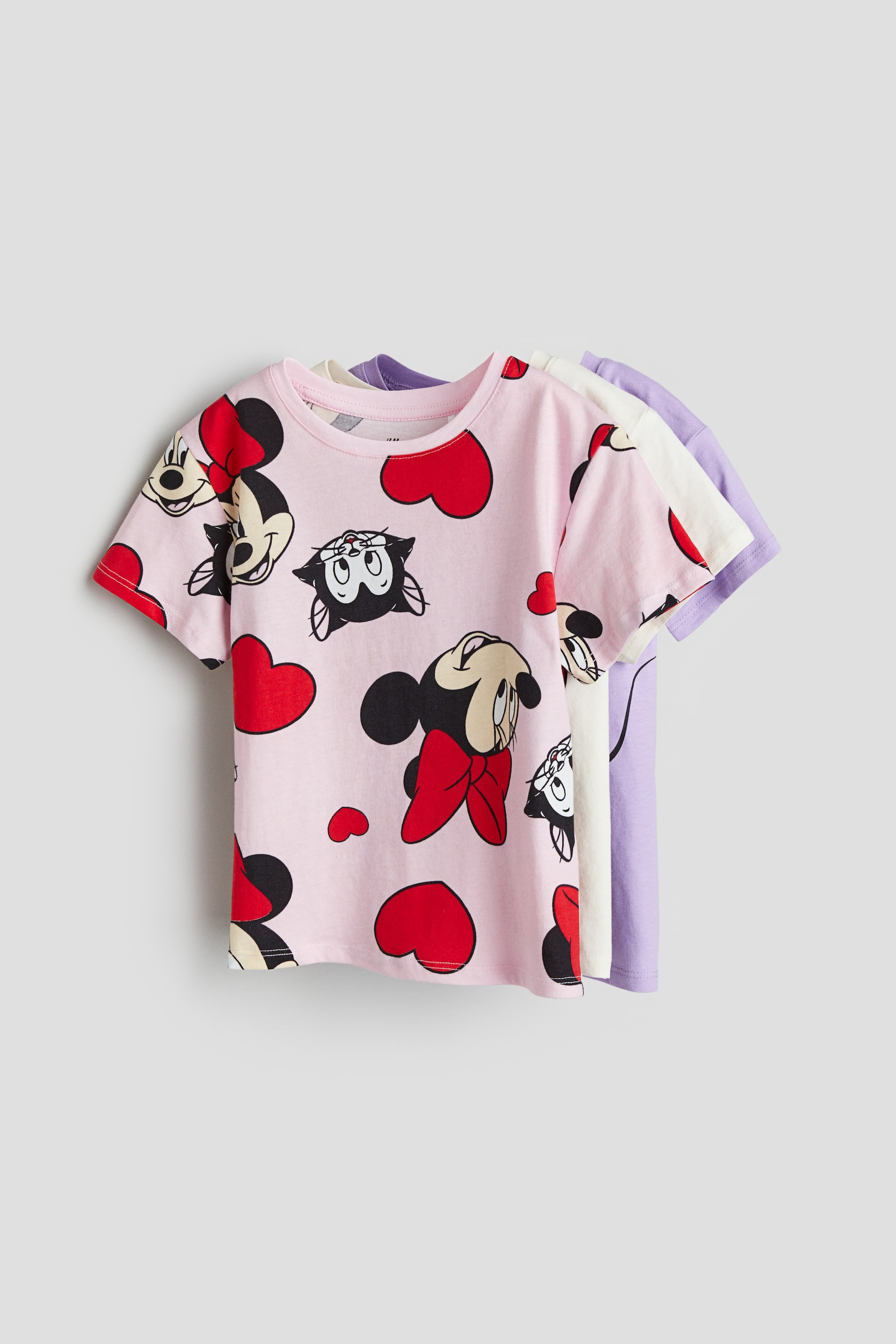 3-pack printed jersey tops - Light purple/Minnie Mouse - Kids | H&M GB