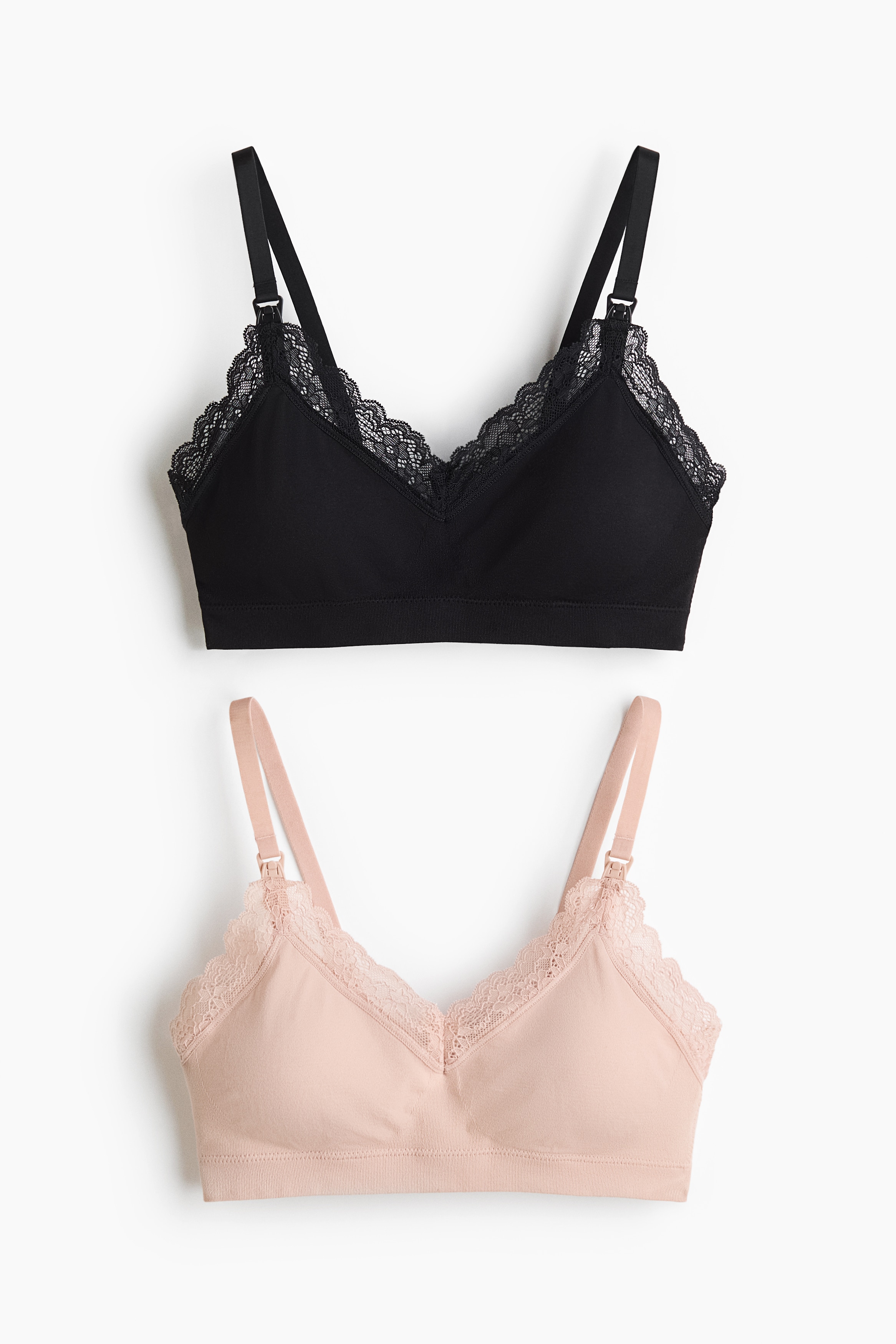 MAMA 2-pack padded nursing bras - Puderrosa/Schwarz/Hellrosa/Schwarz