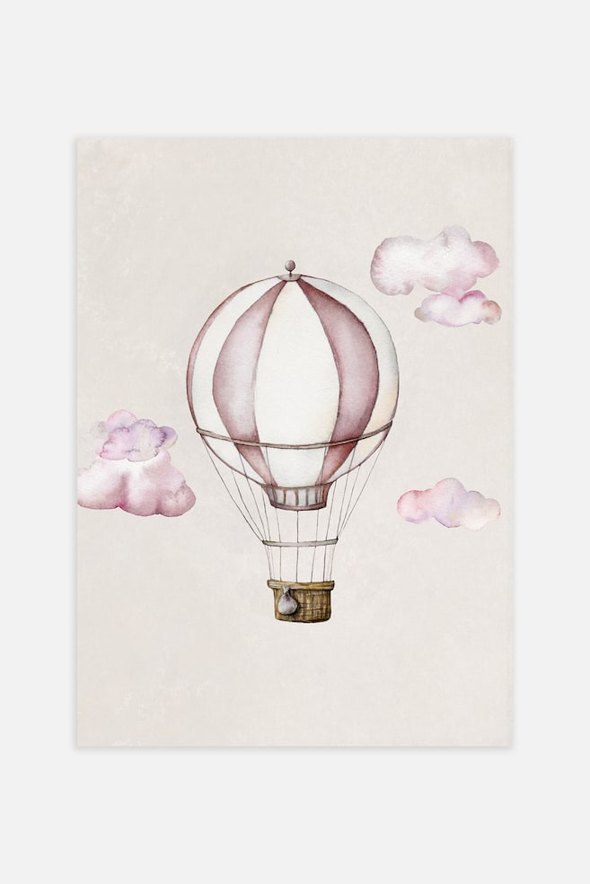 Hot Air Balloon Poster - Rosa/vit - 1