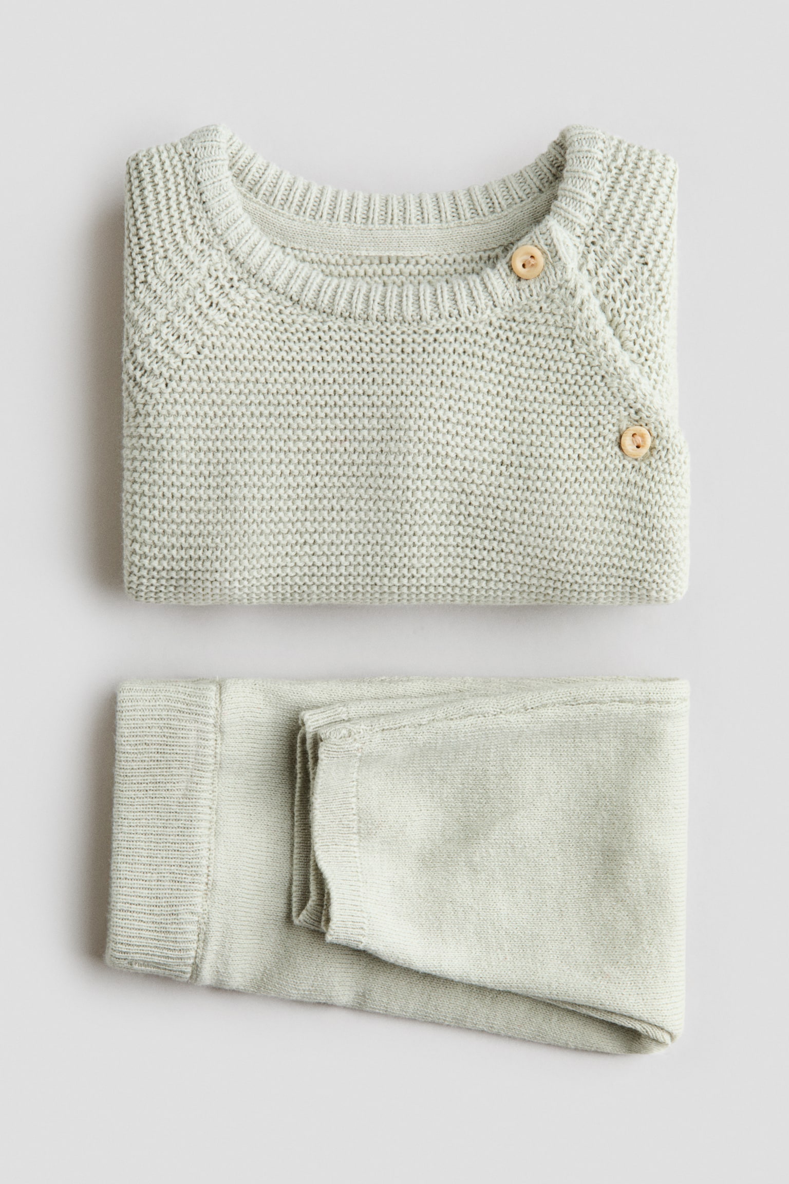 2-piece cotton set - Light green/Cream/Light beige/Light dusty blue/Cream - 2