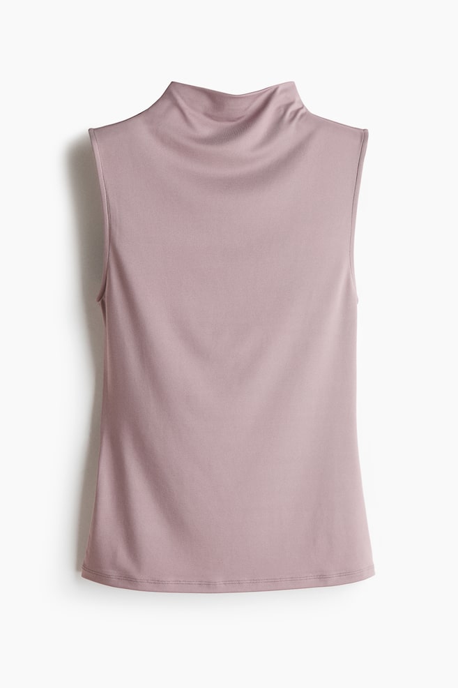 Top in microfibra con collo a lupetto - Viola polvere chiaro/Bianco/Grigio scuro - 1