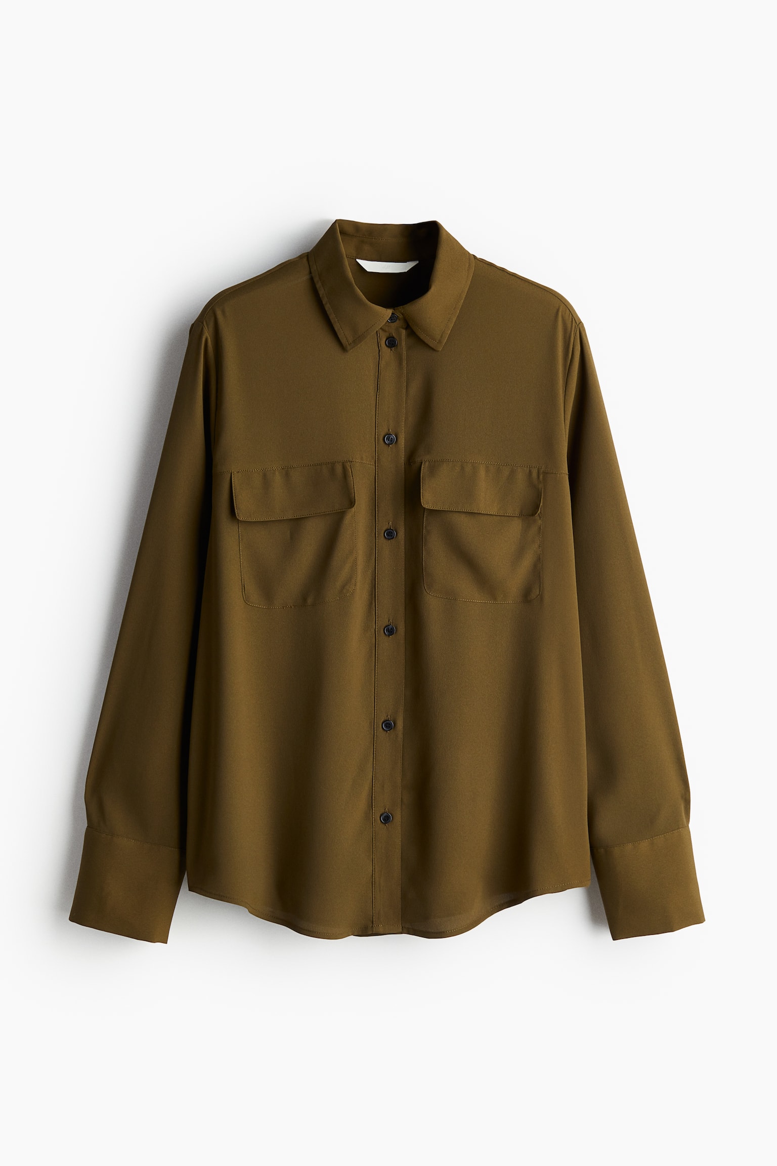 Crêpe shirt - Dark khaki green/White/Pigeon blue/Black/Brown - 2